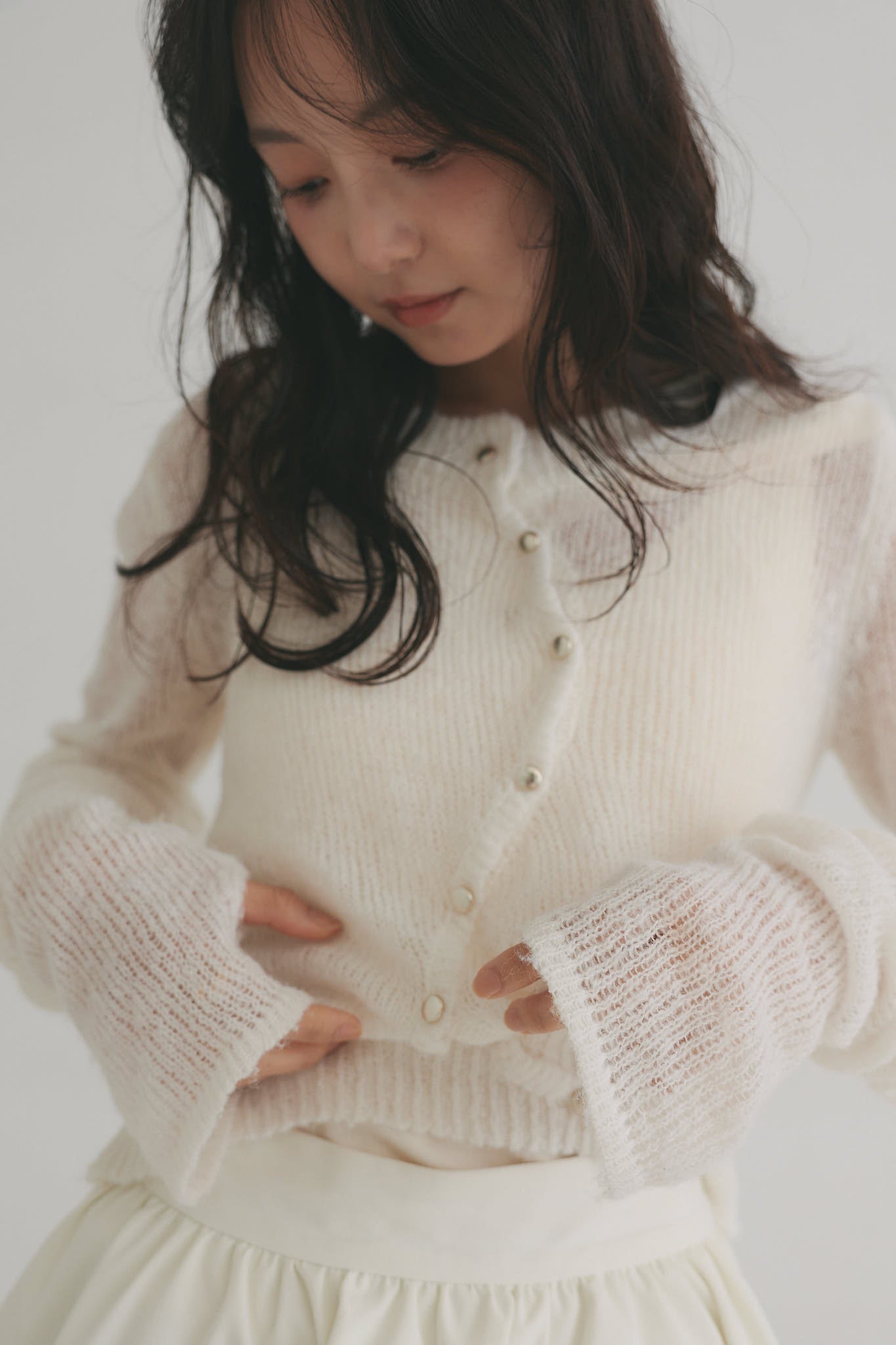 wave design sheer knit
