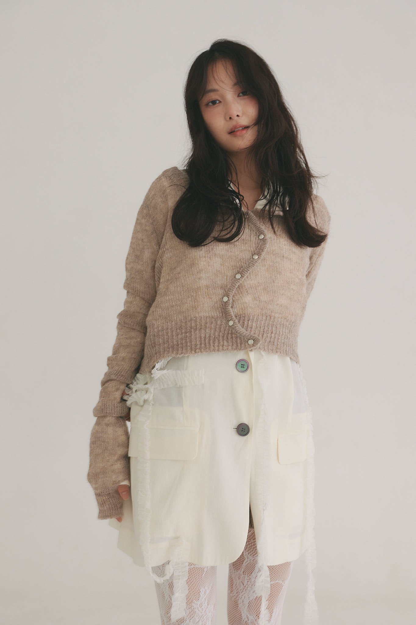 wave design sheer knit