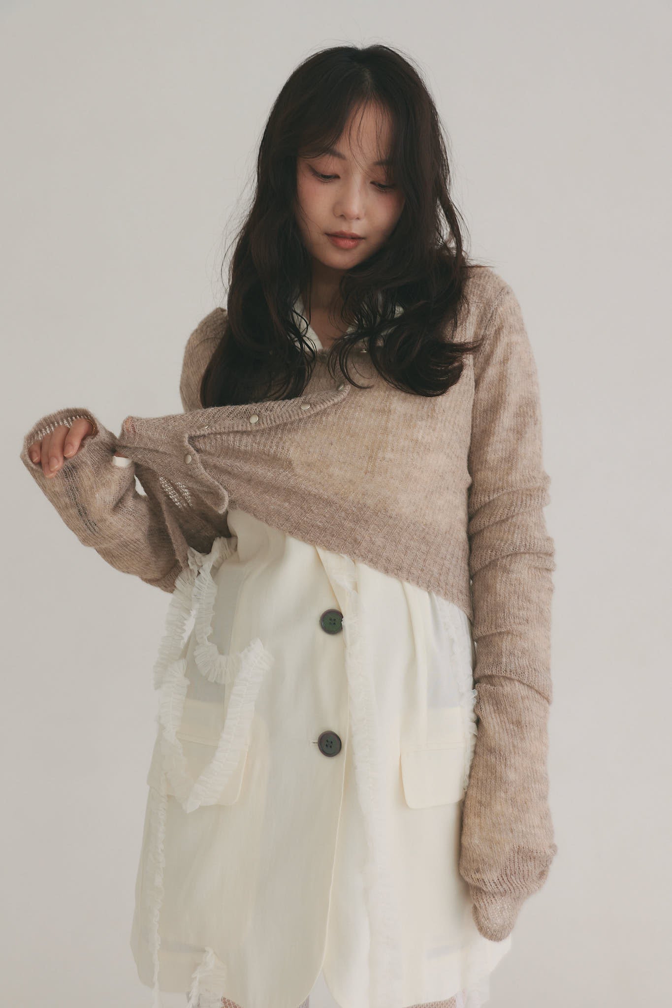 wave design sheer knit