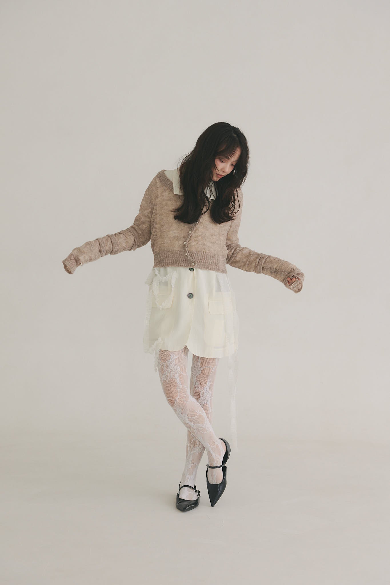 wave design sheer knit