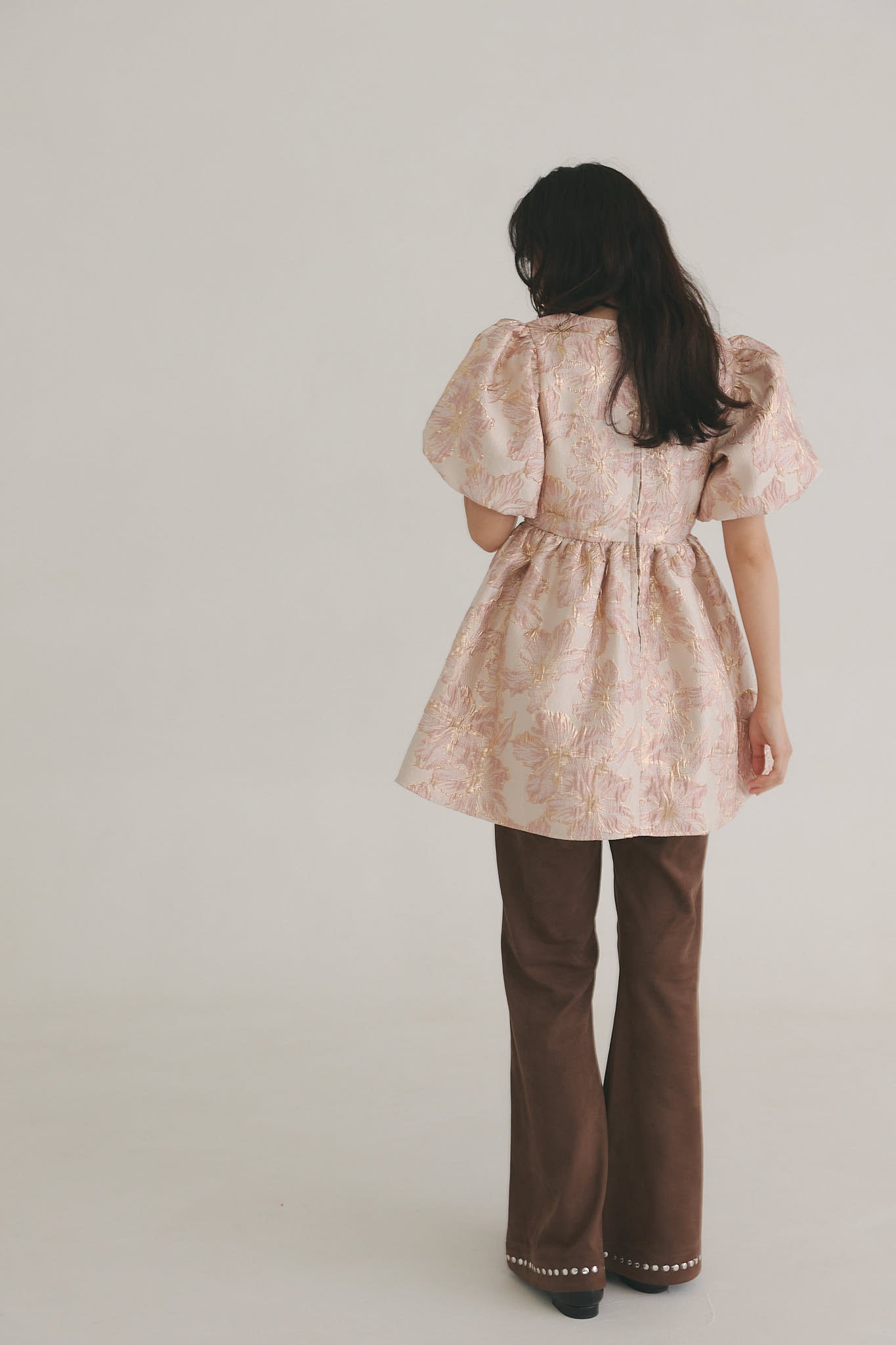 jacquard puffy peplum tops