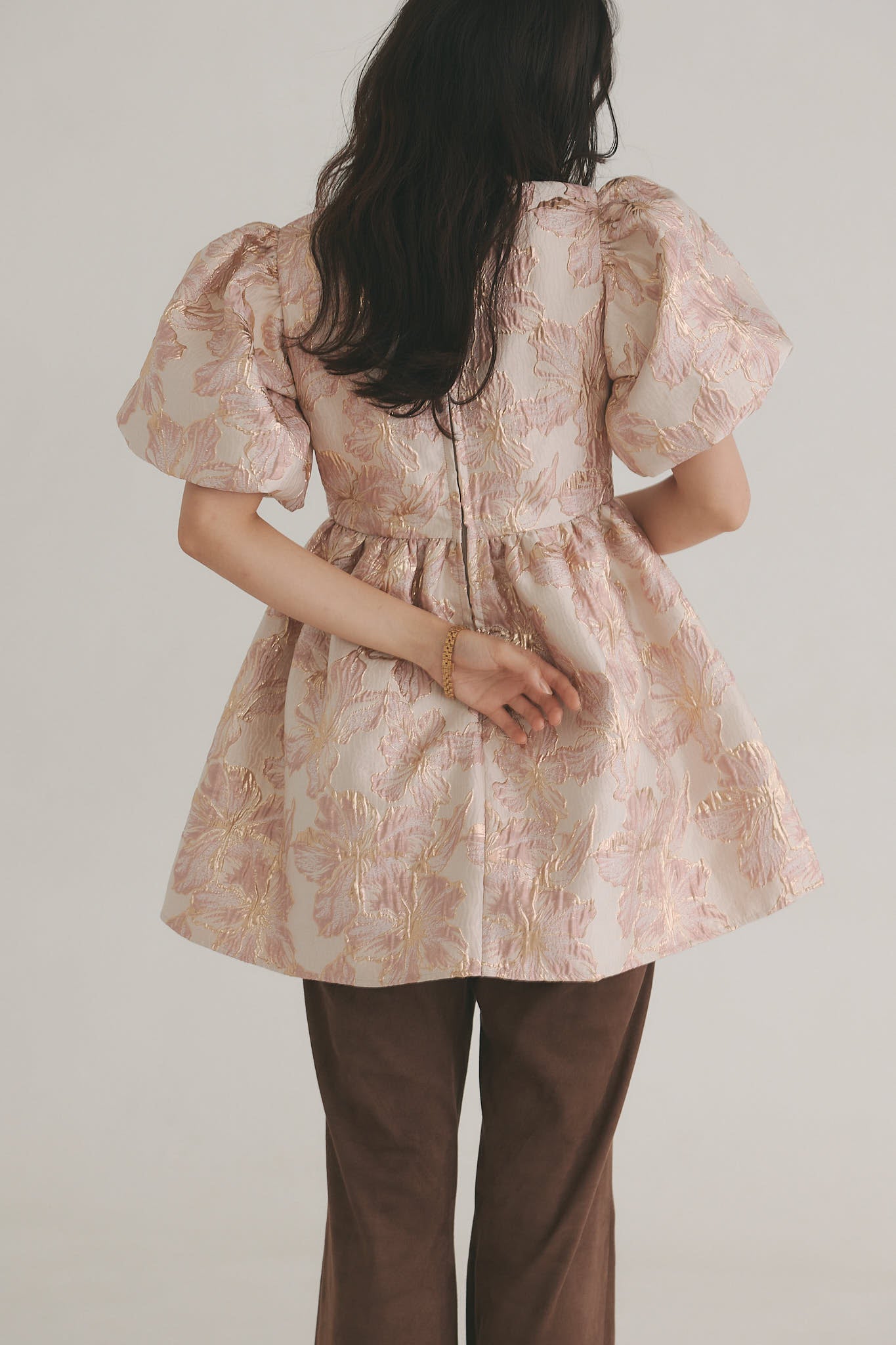 jacquard puffy peplum tops
