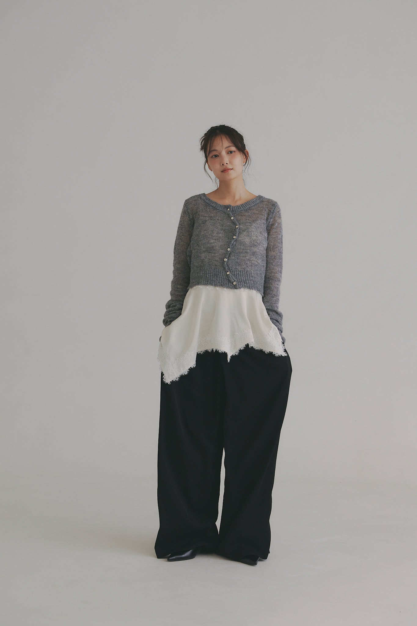 wave design sheer knit