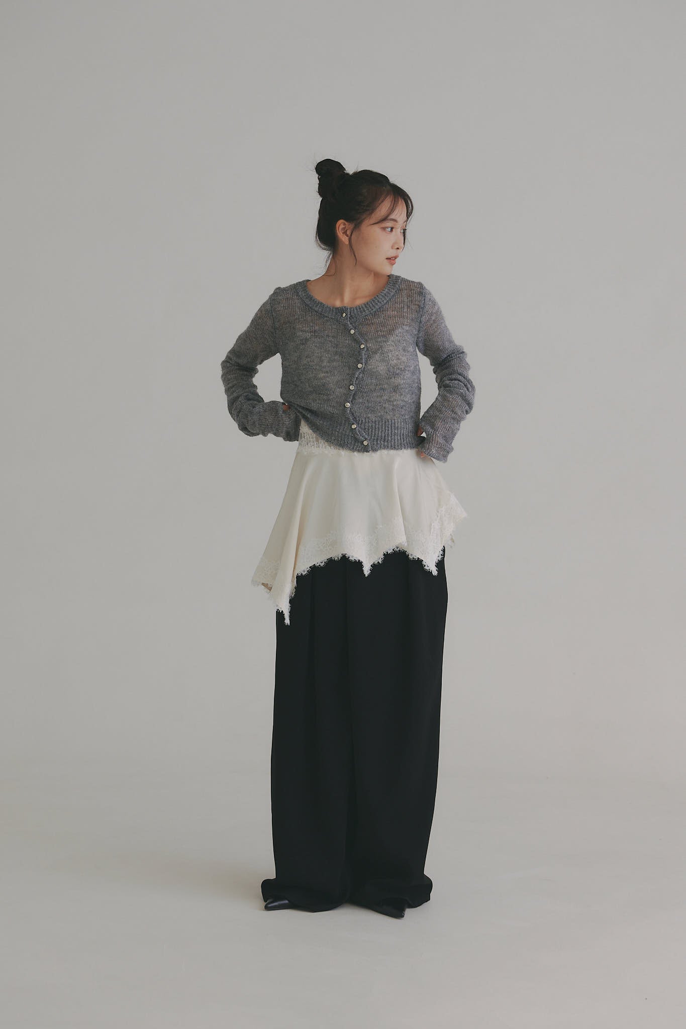 wave design sheer knit