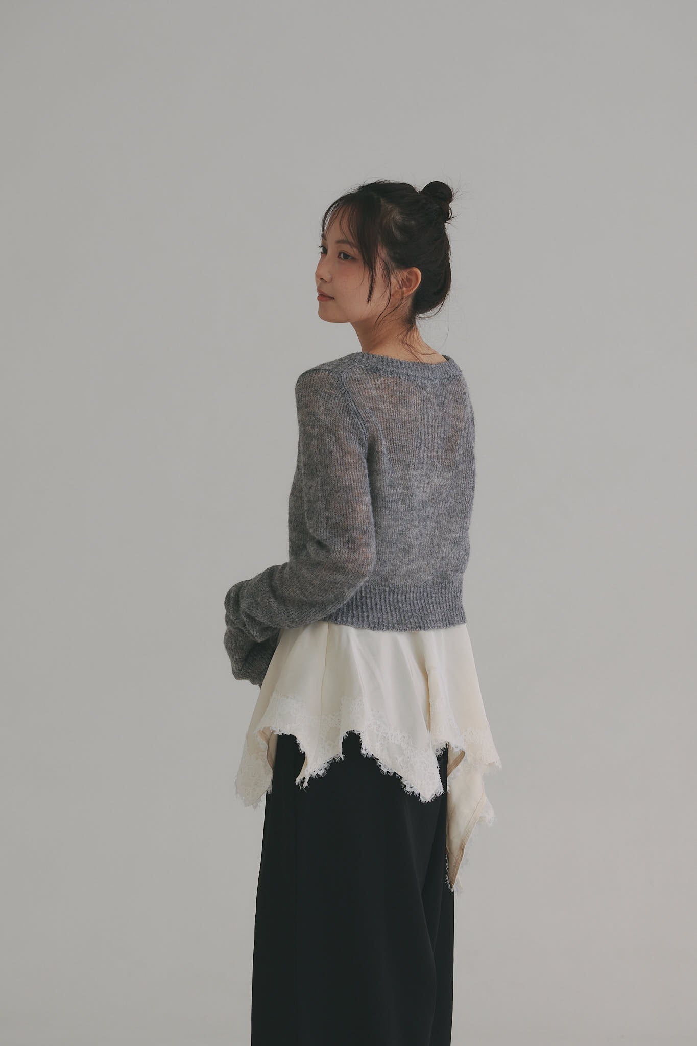 wave design sheer knit