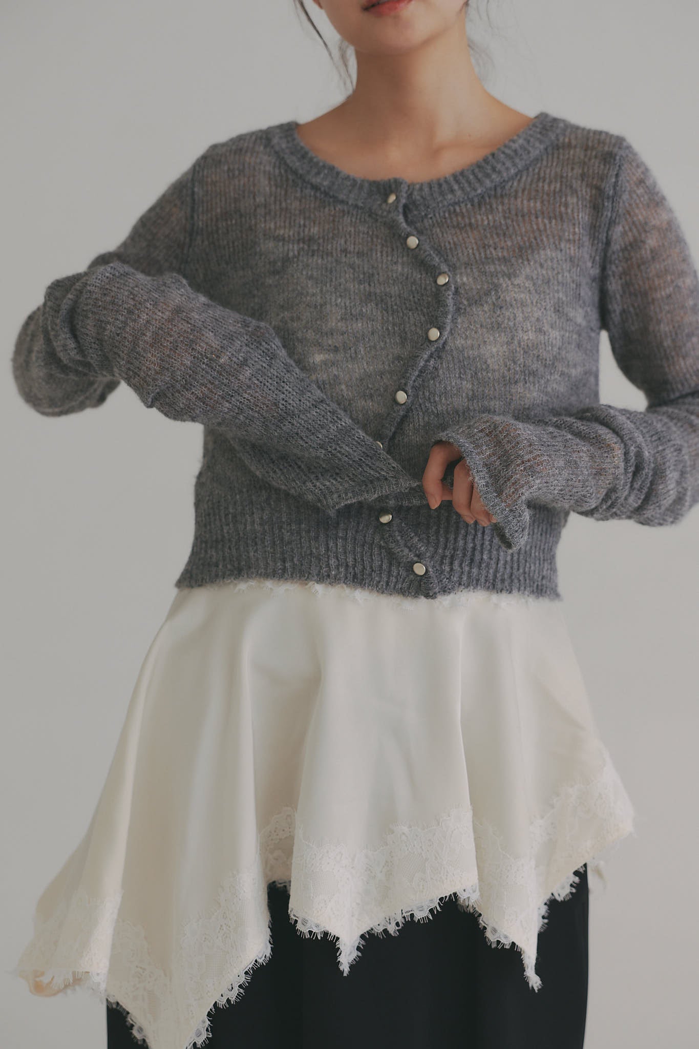 wave design sheer knit