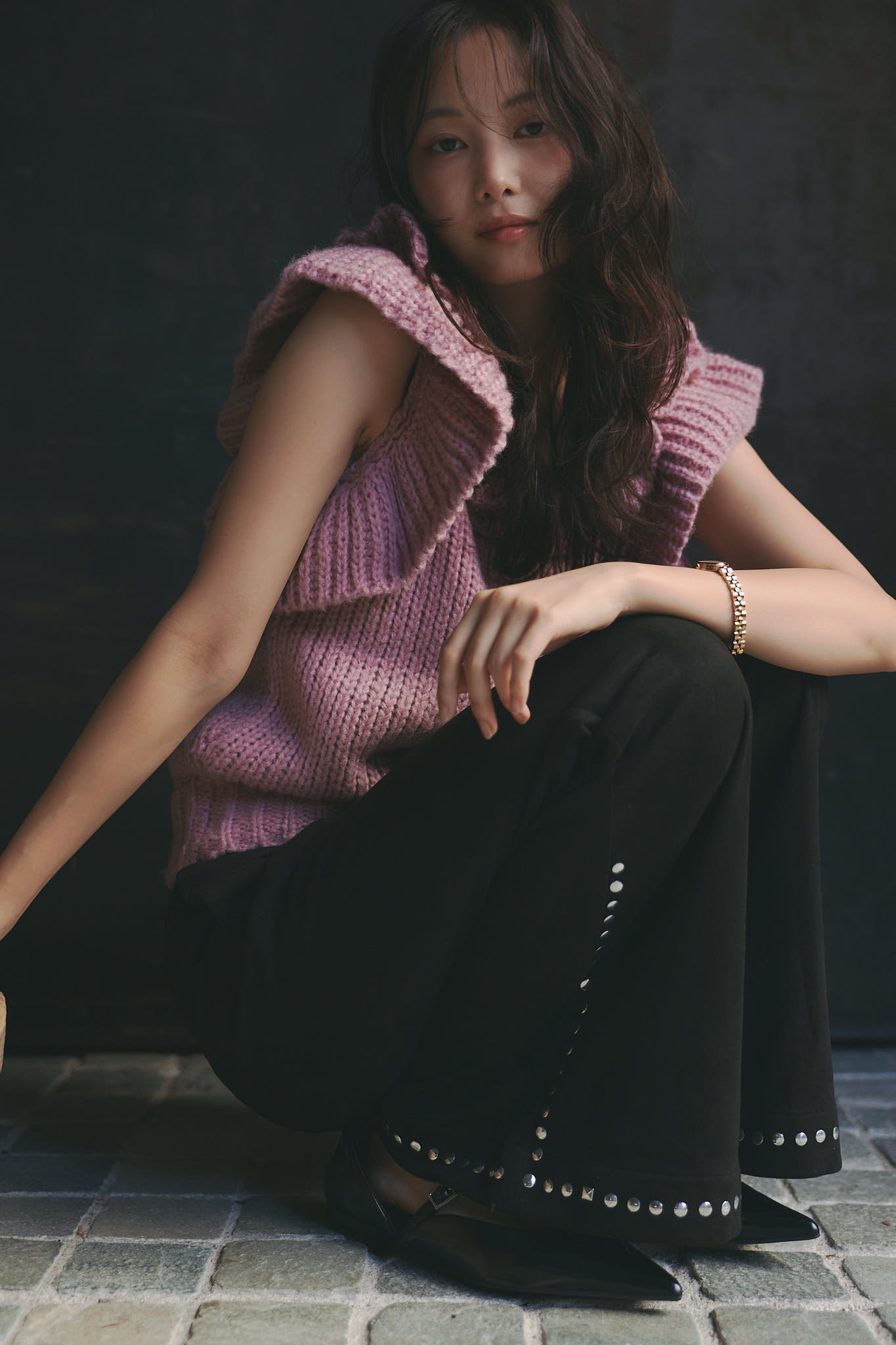 frill neck petal knit