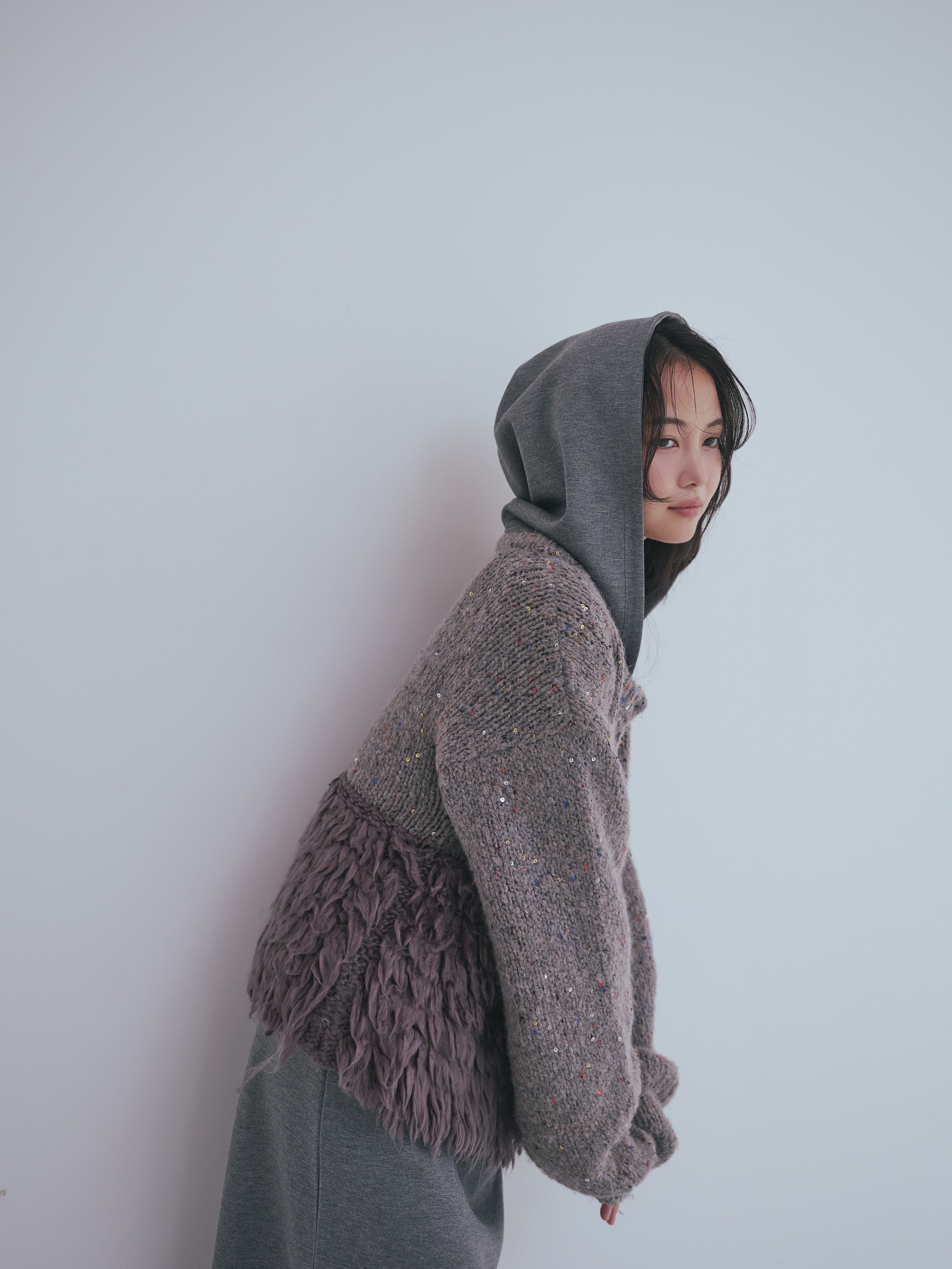 fringe design gritter knit