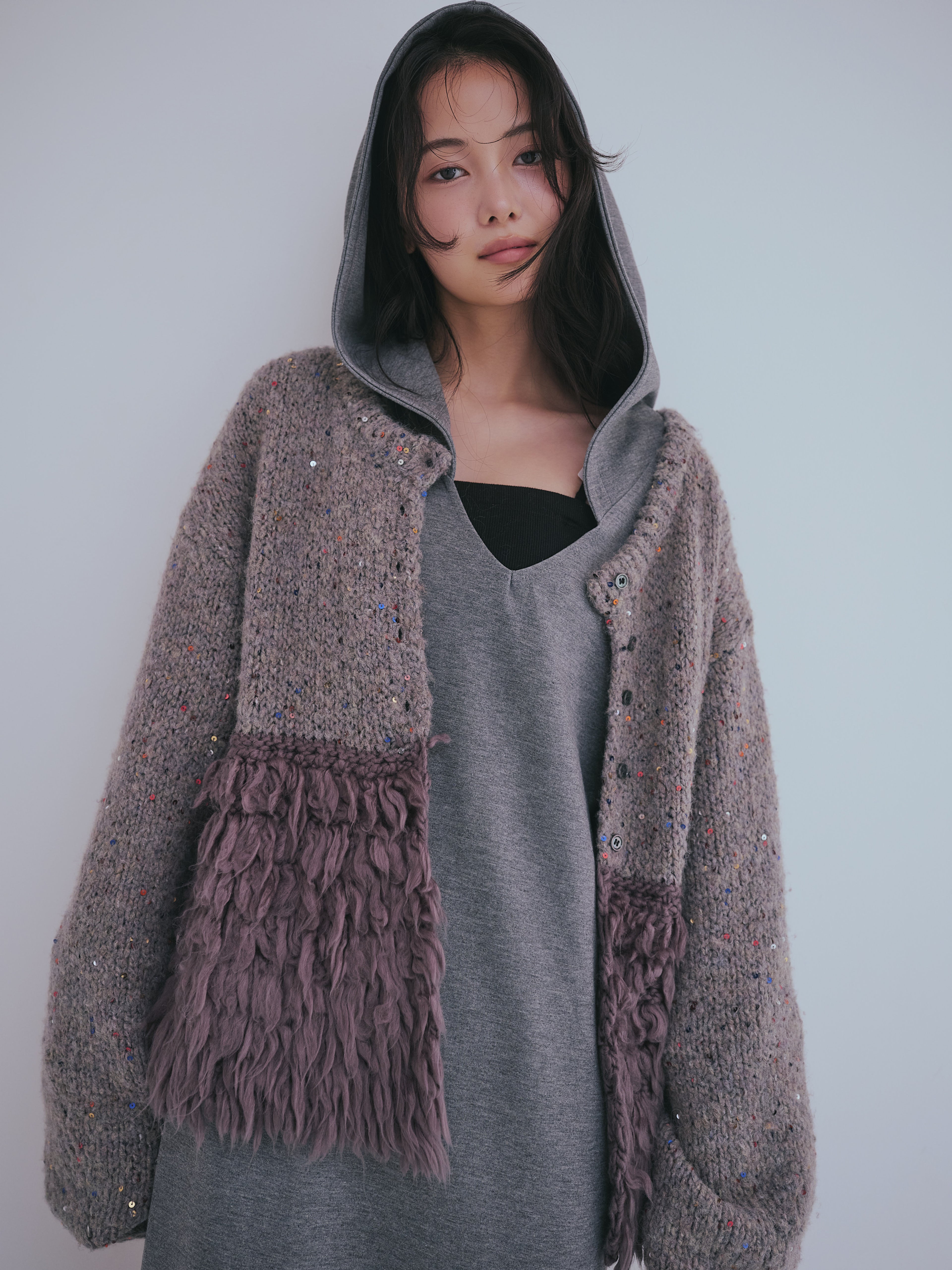 fringe design gritter knit