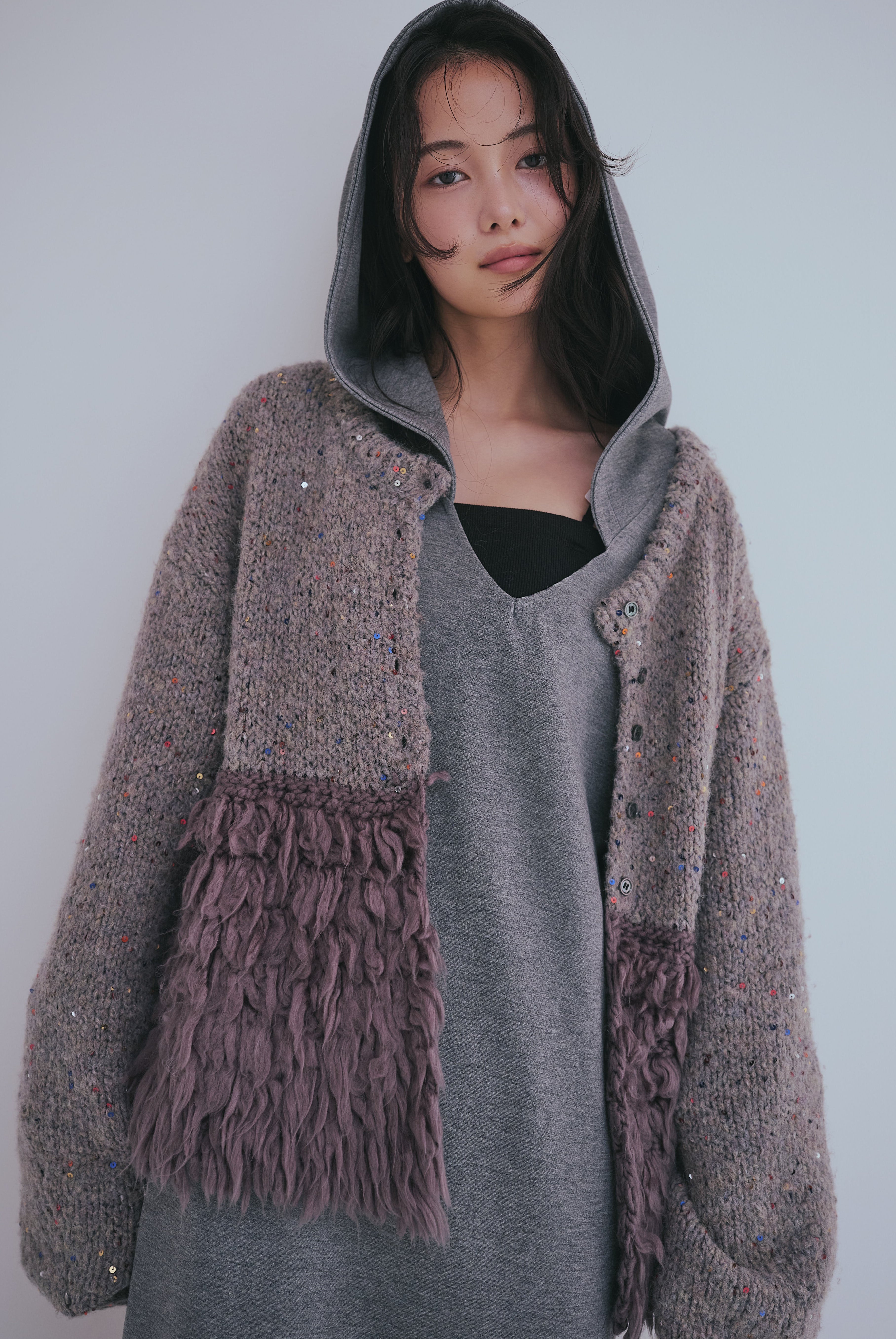 fringe design gritter knit