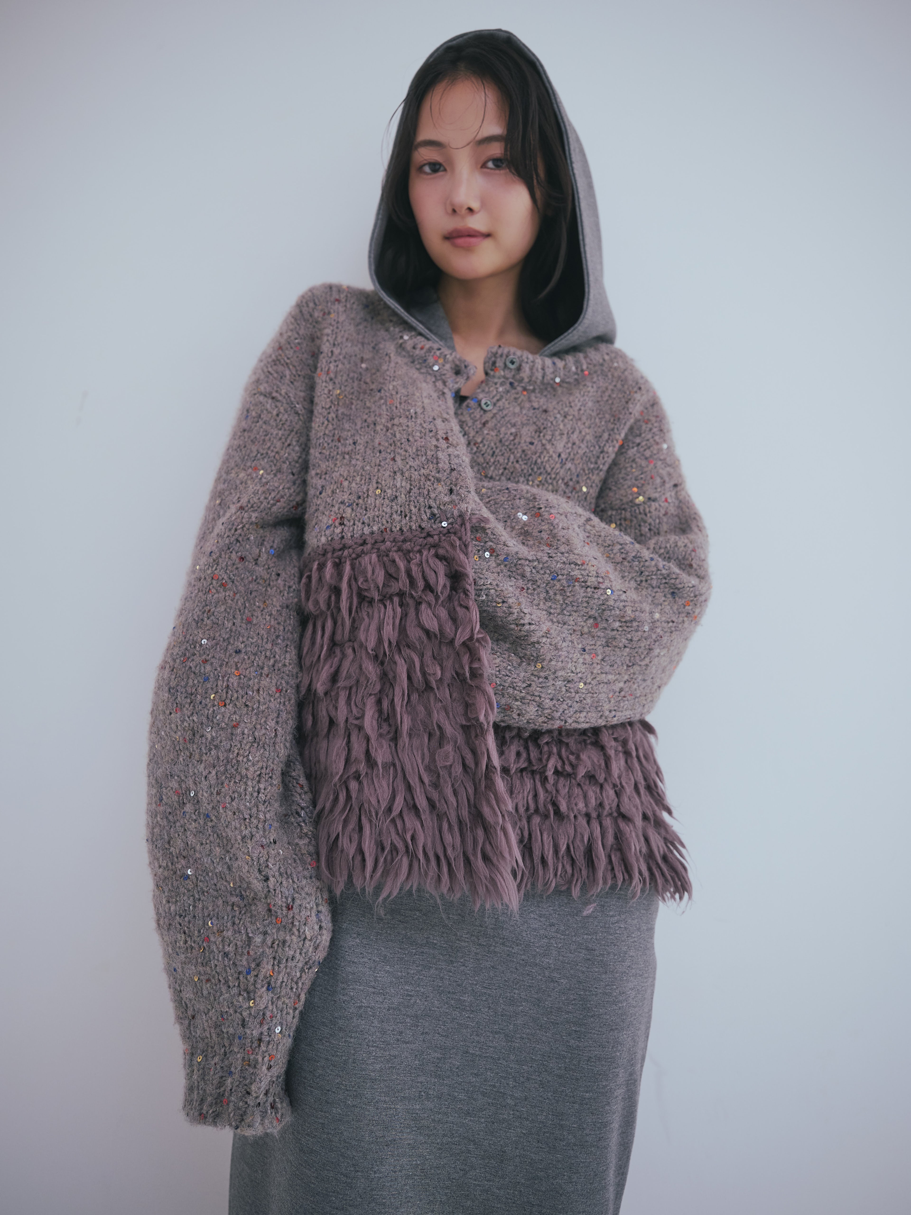 fringe design gritter knit