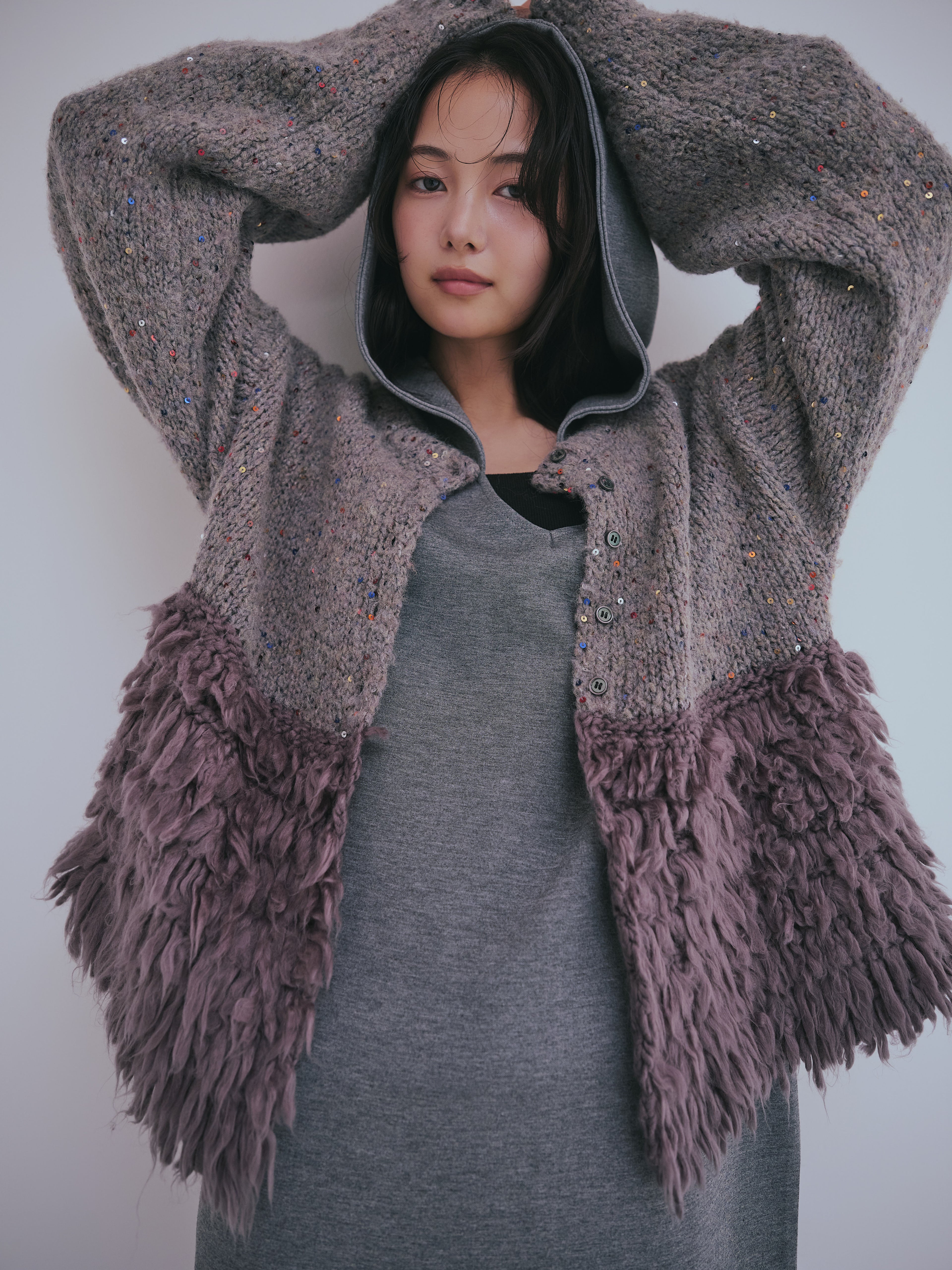 fringe design gritter knit