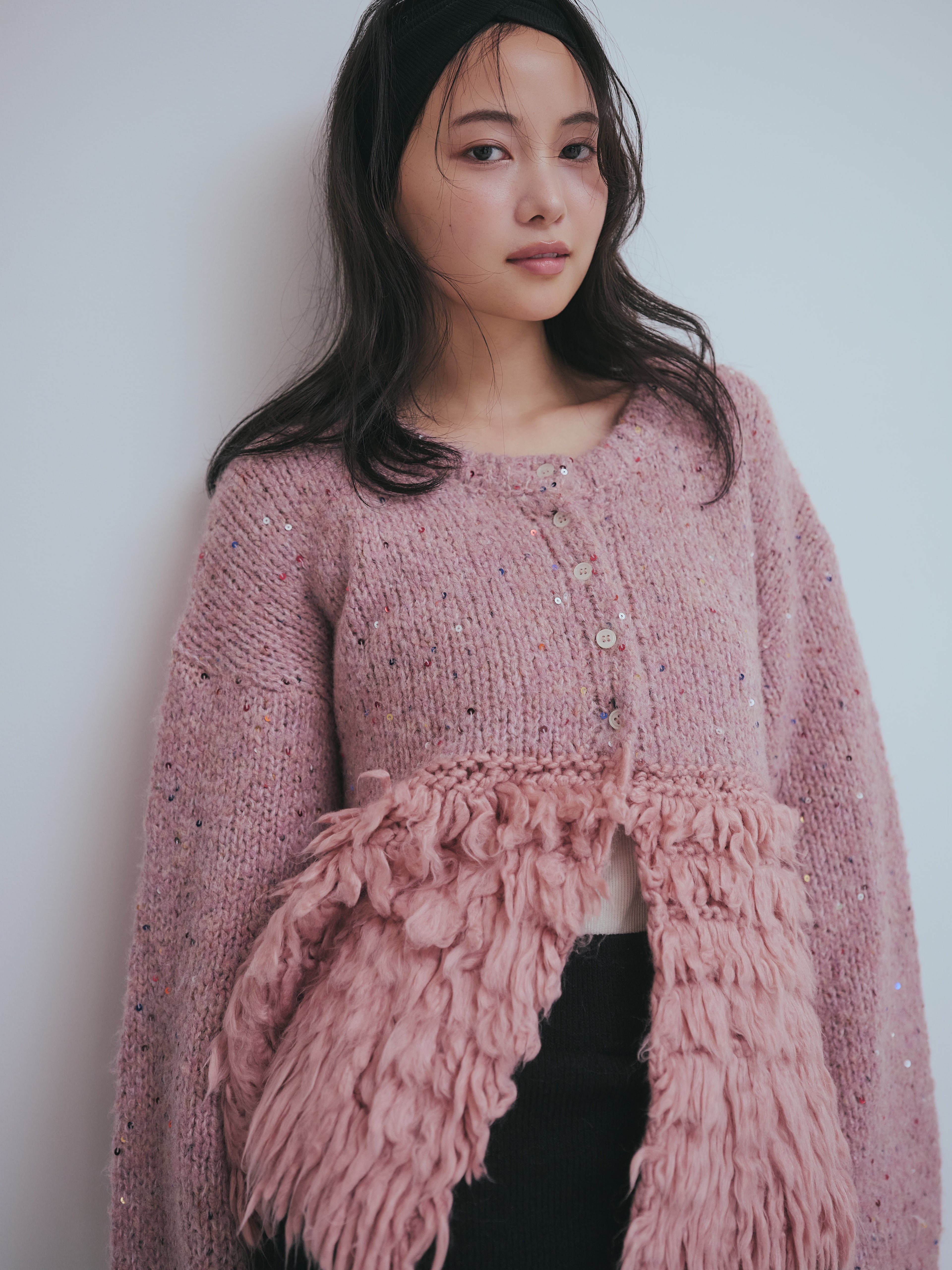fringe design gritter knit