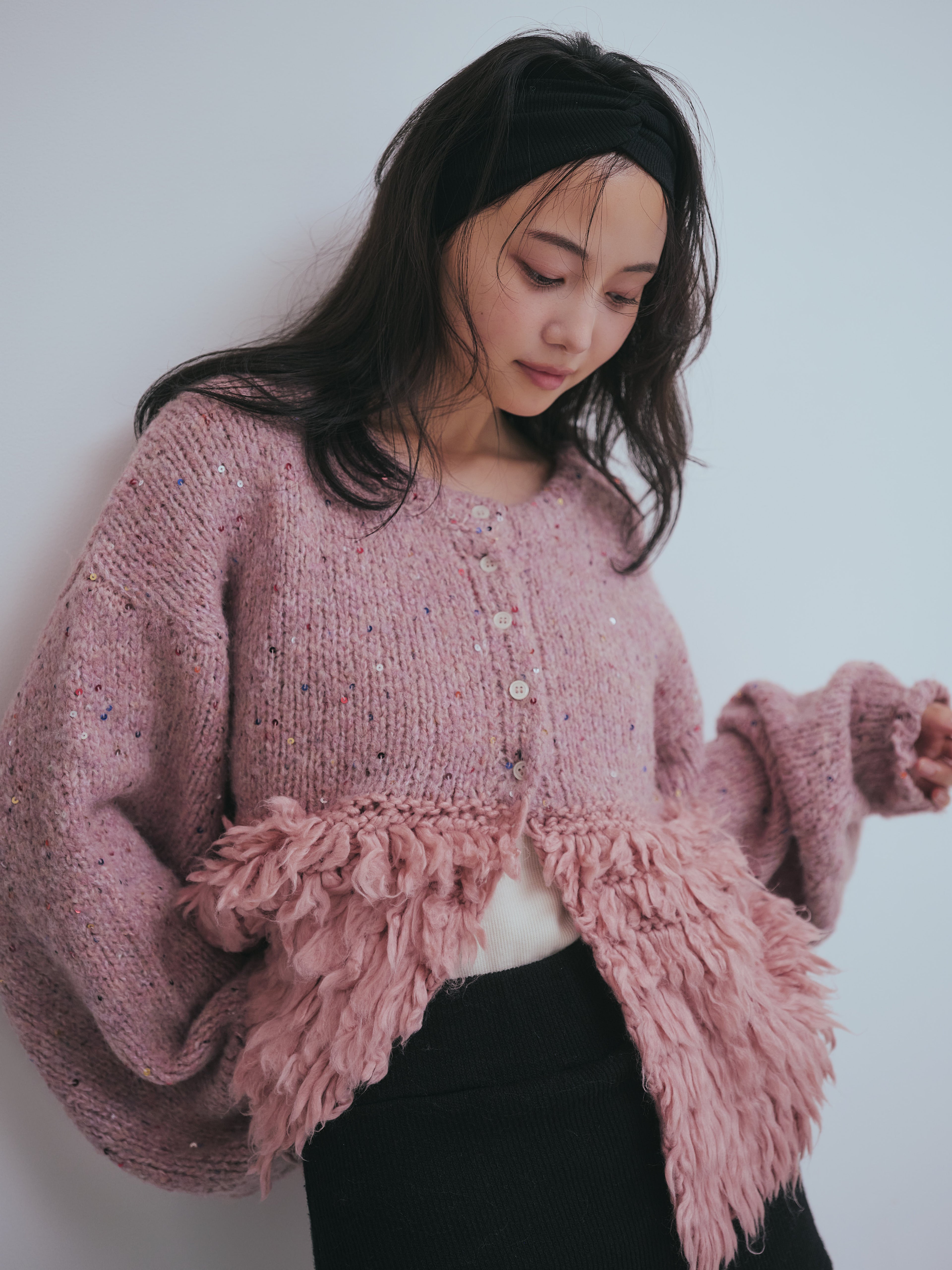 fringe design gritter knit