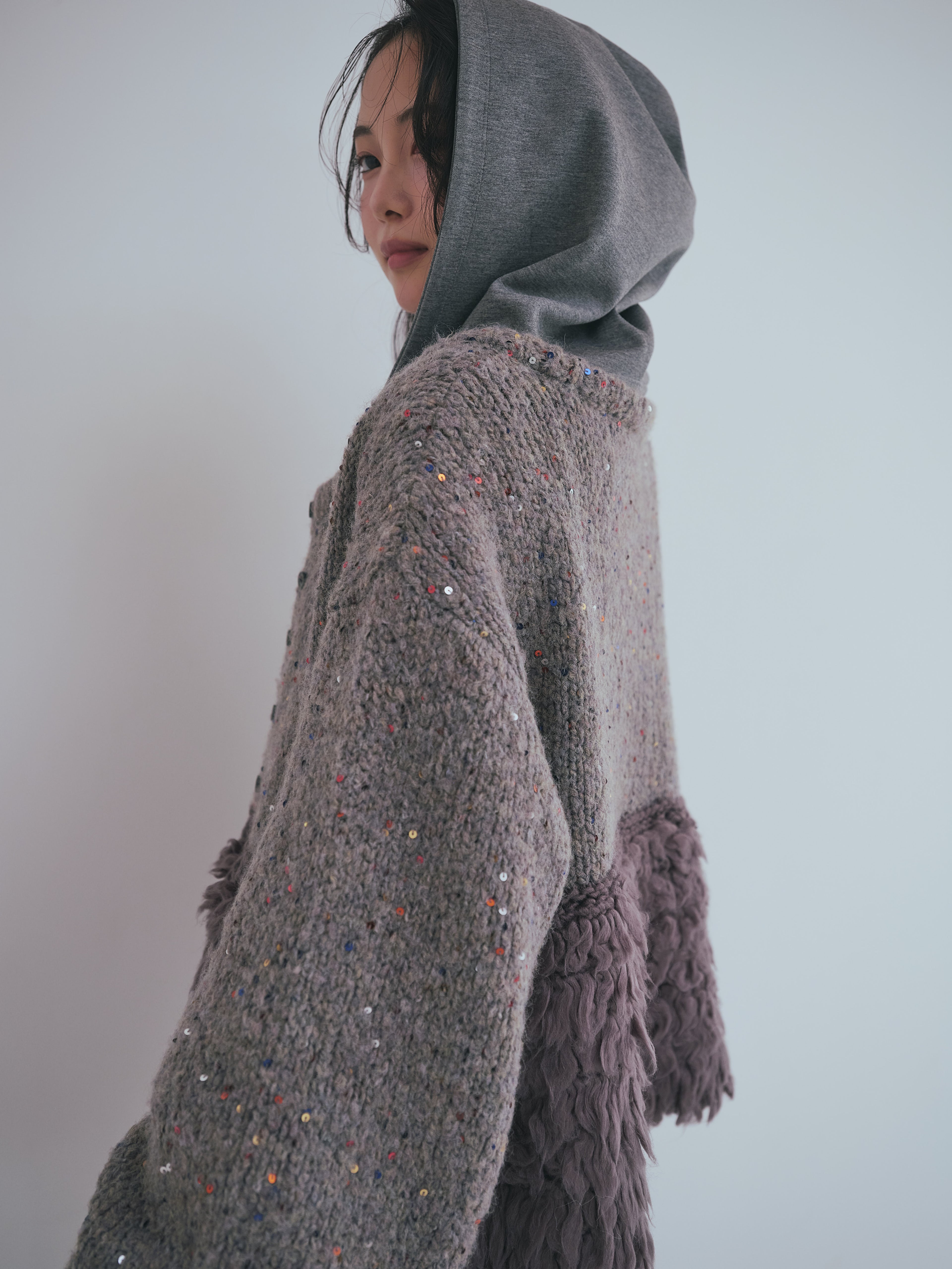 fringe design gritter knit