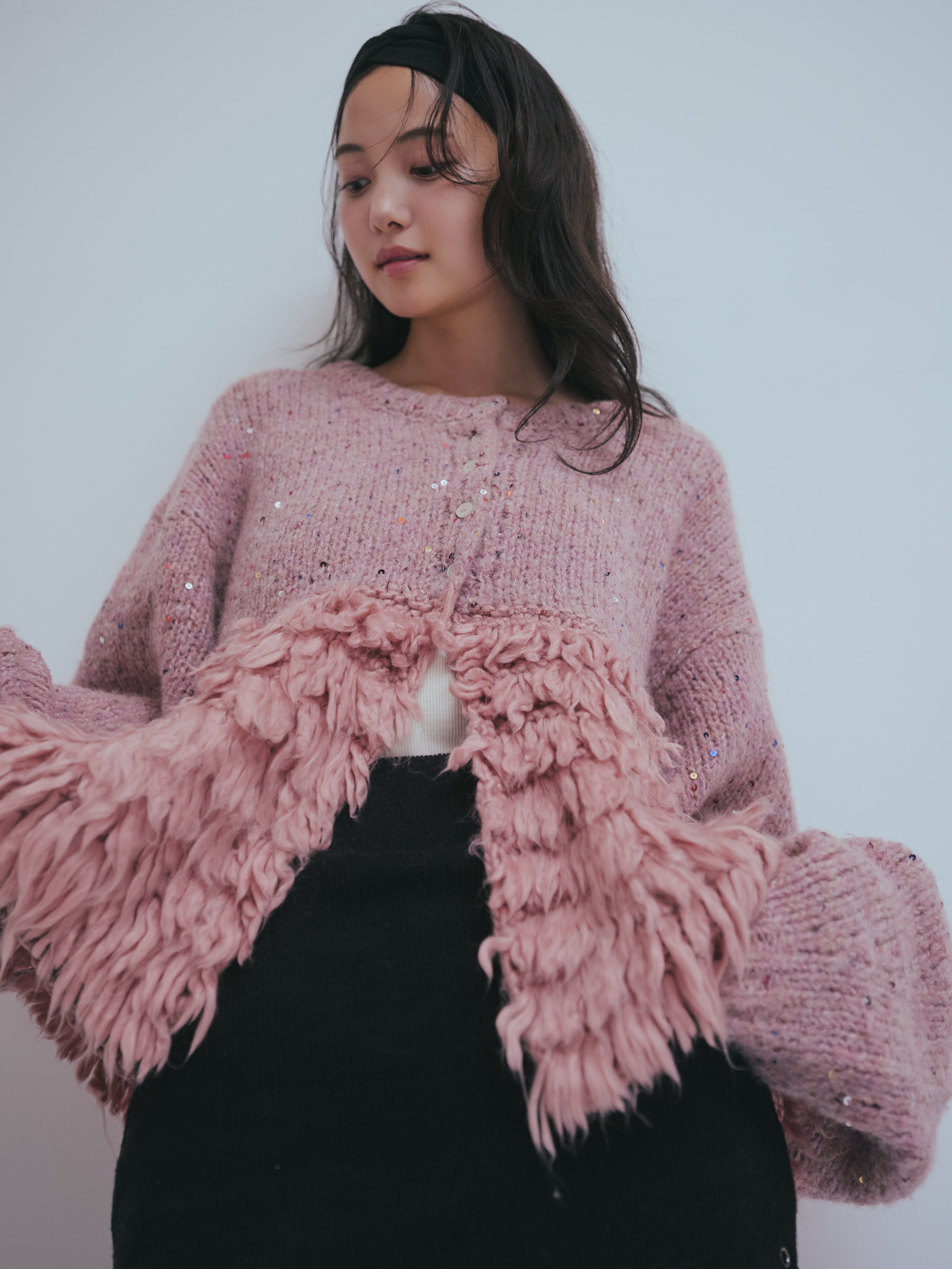 fringe design gritter knit