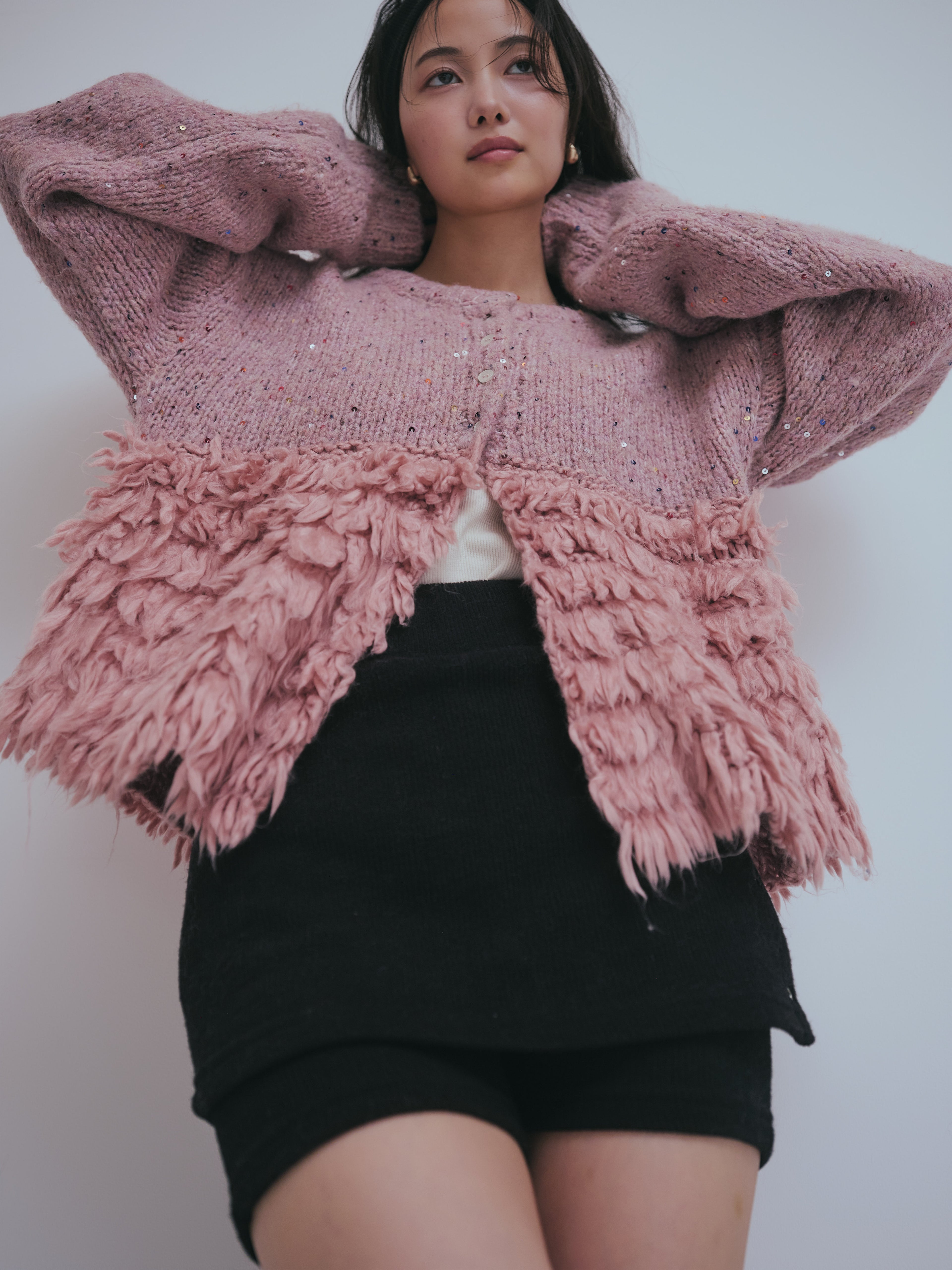 fringe design gritter knit