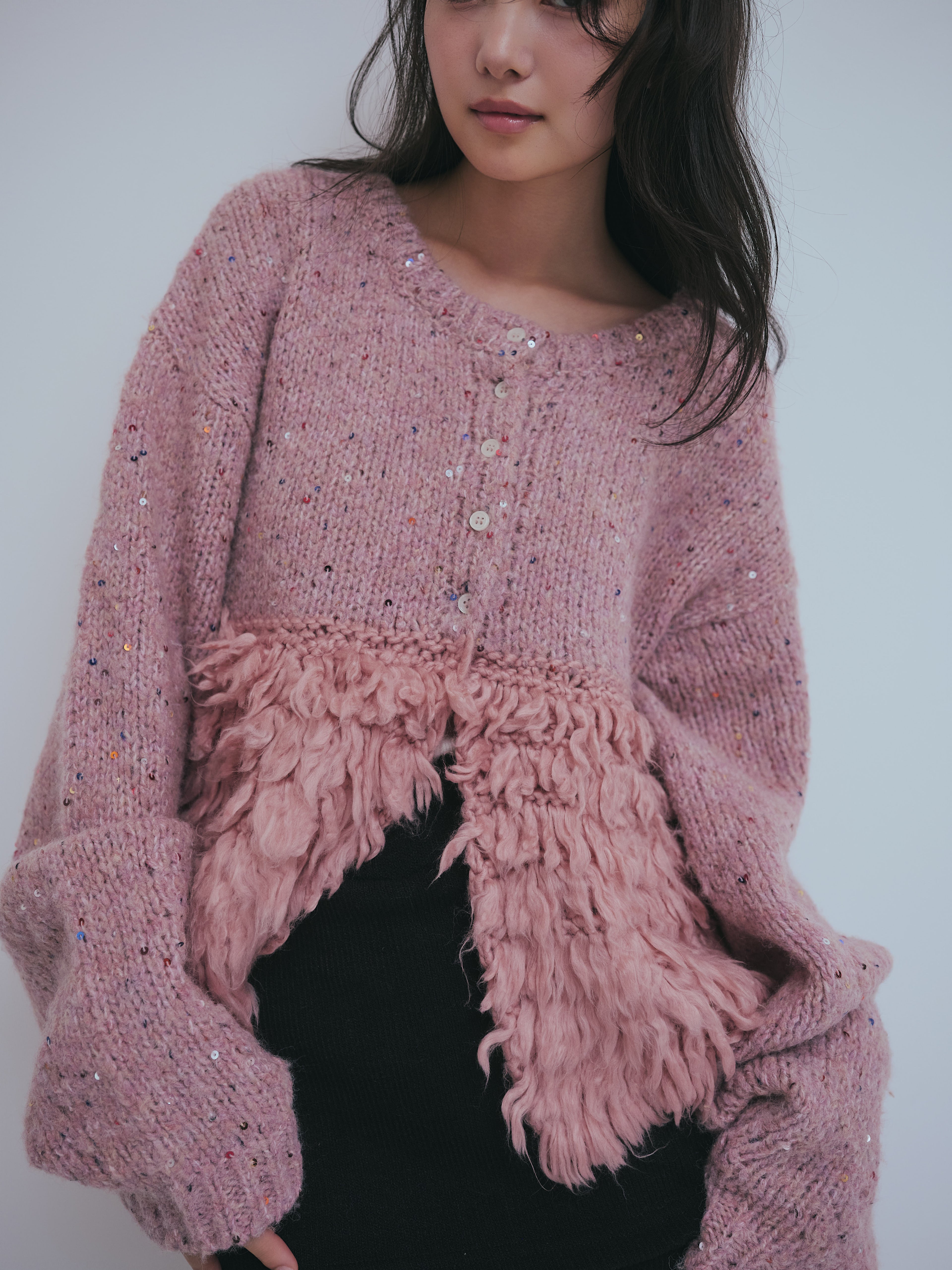 fringe design gritter knit