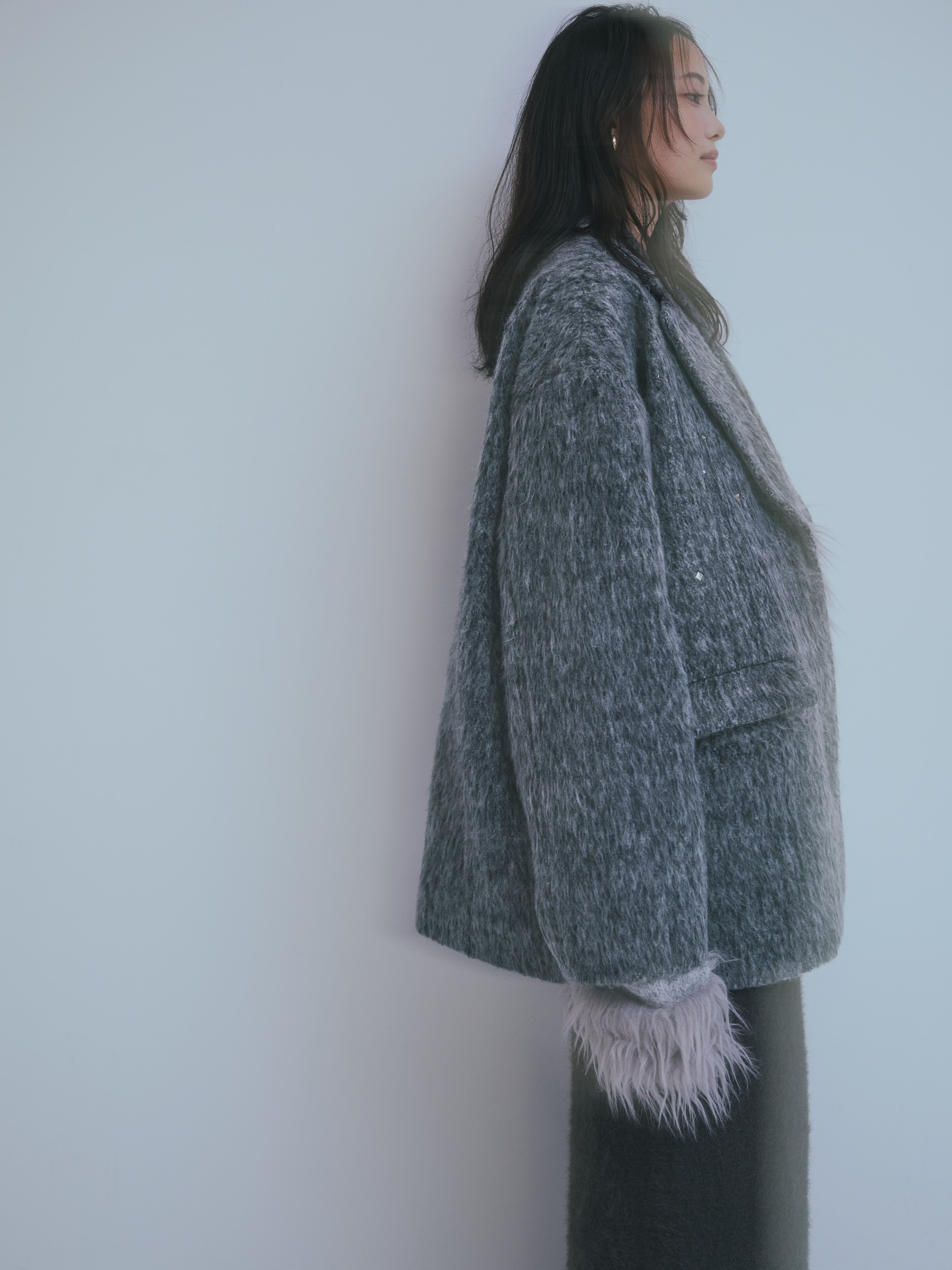 shaggy studs coat jacket