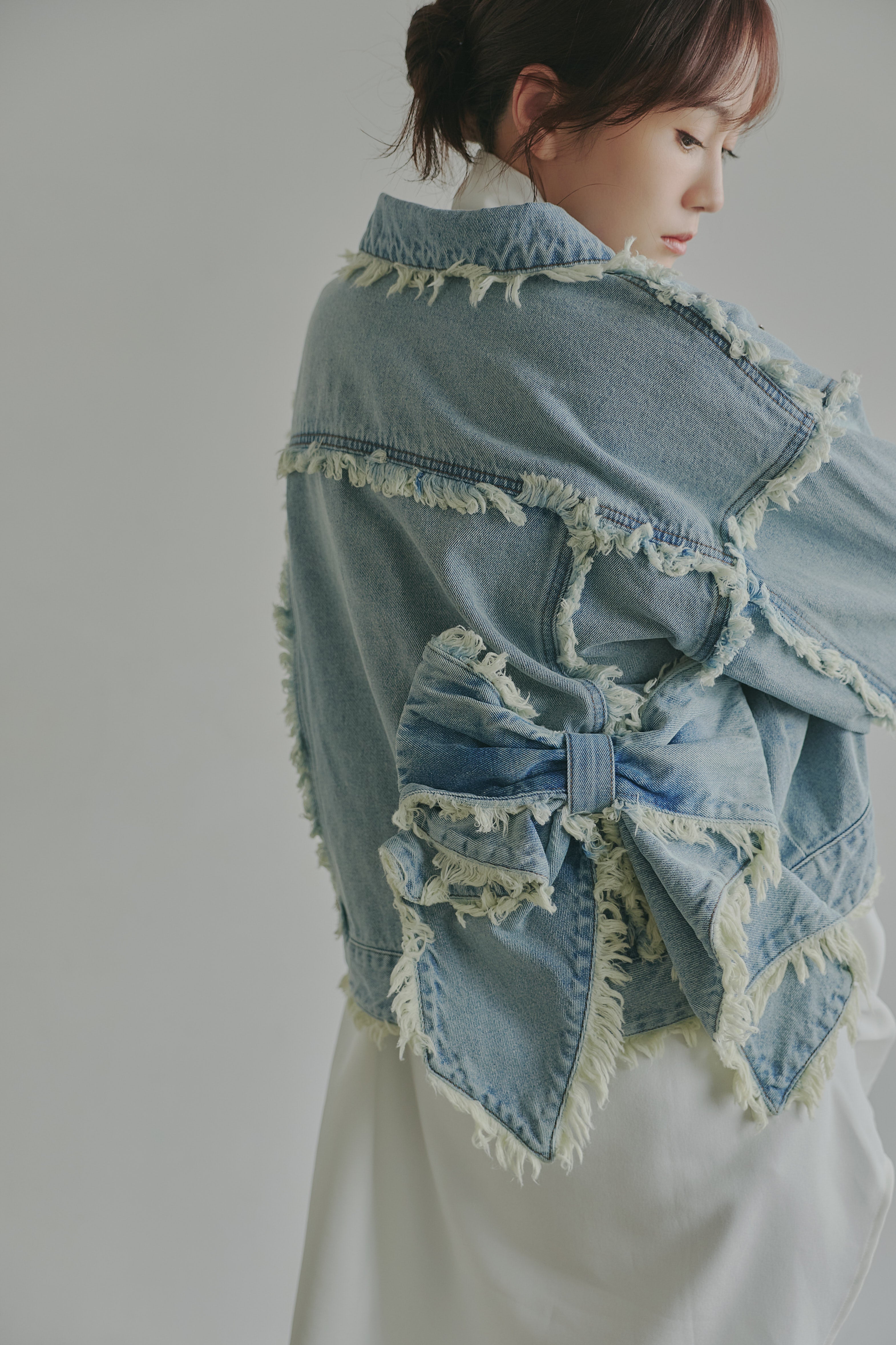ribbon design denim jacket
