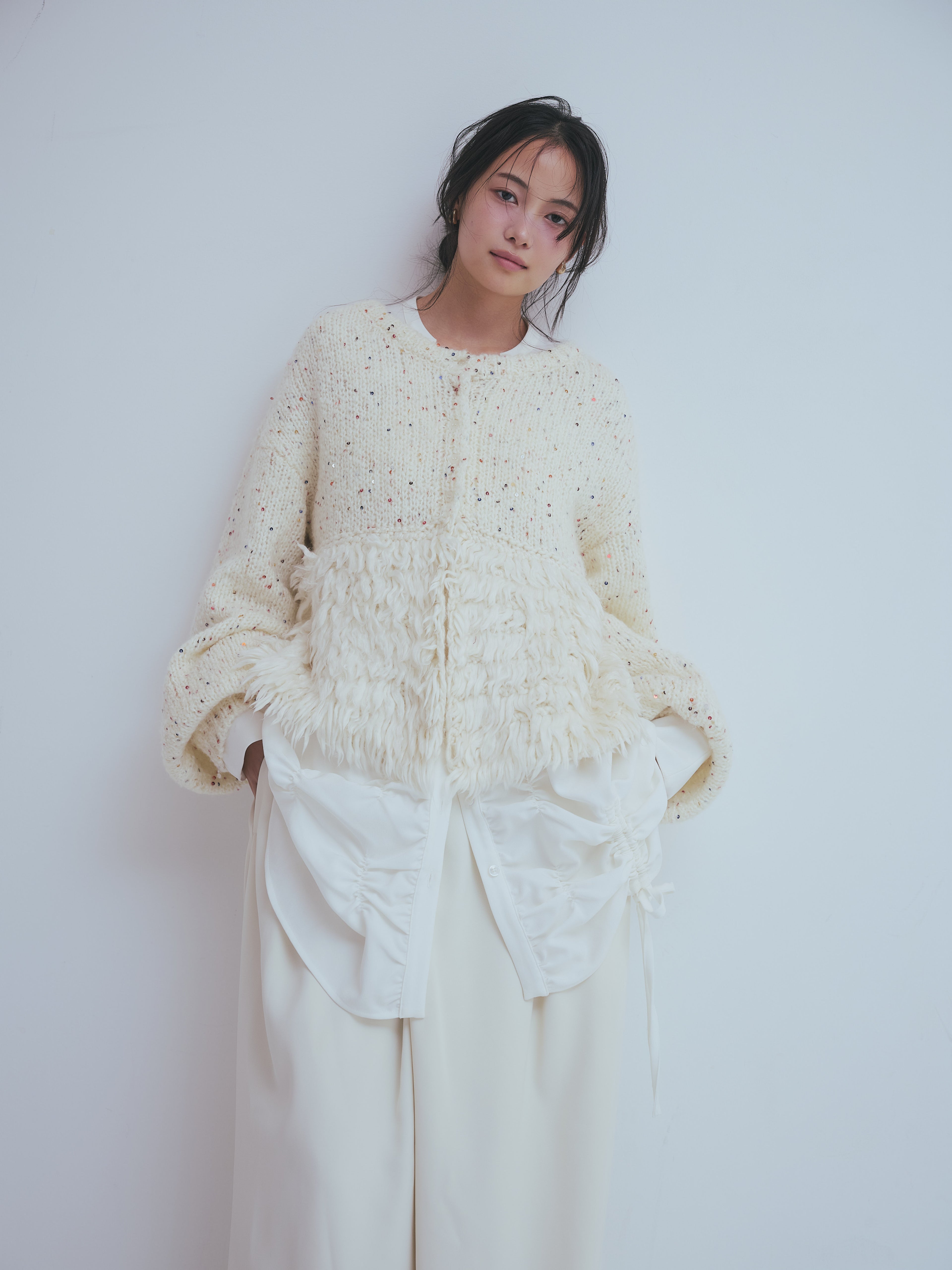 fringe design gritter knit