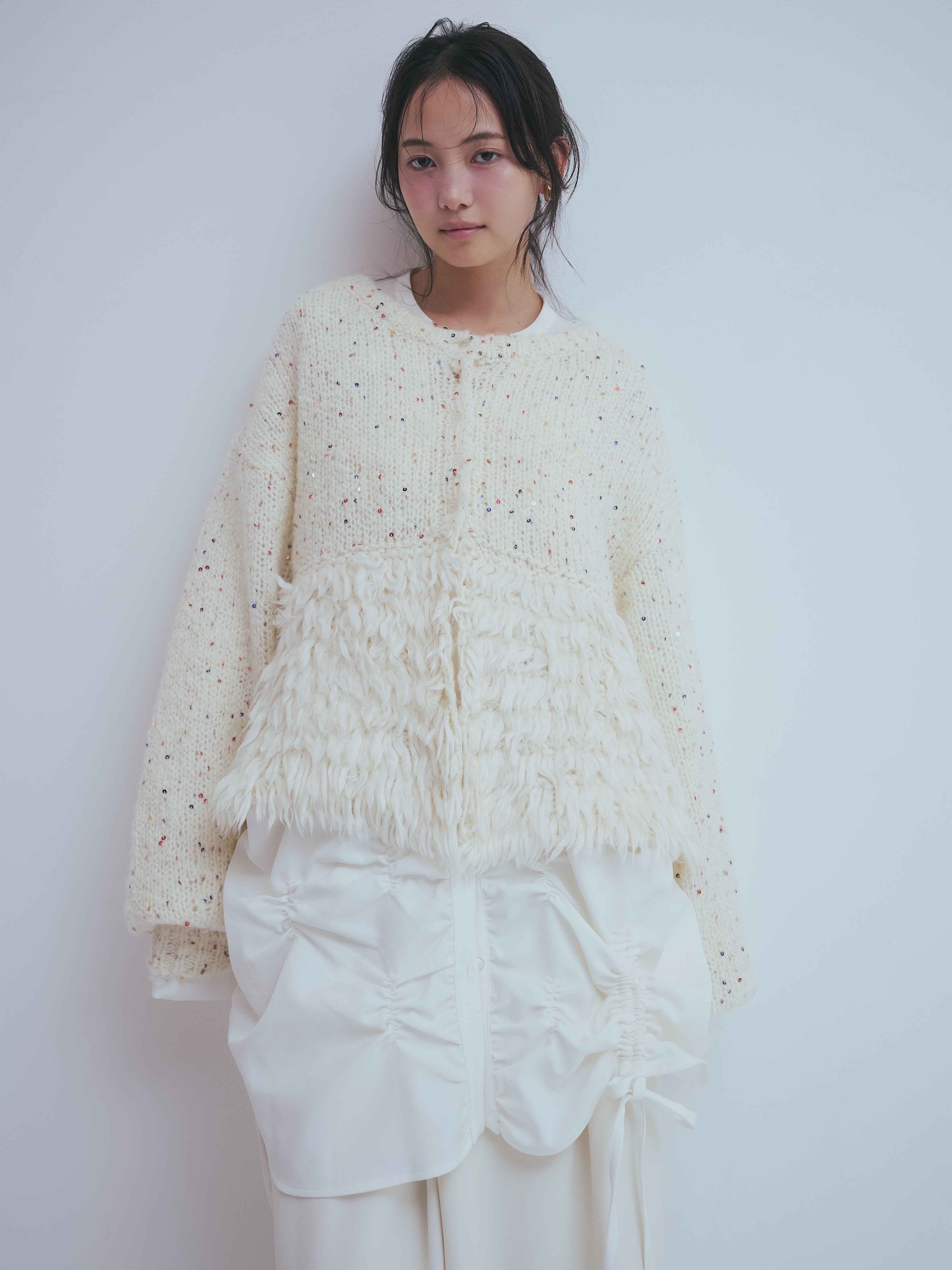 fringe design gritter knit