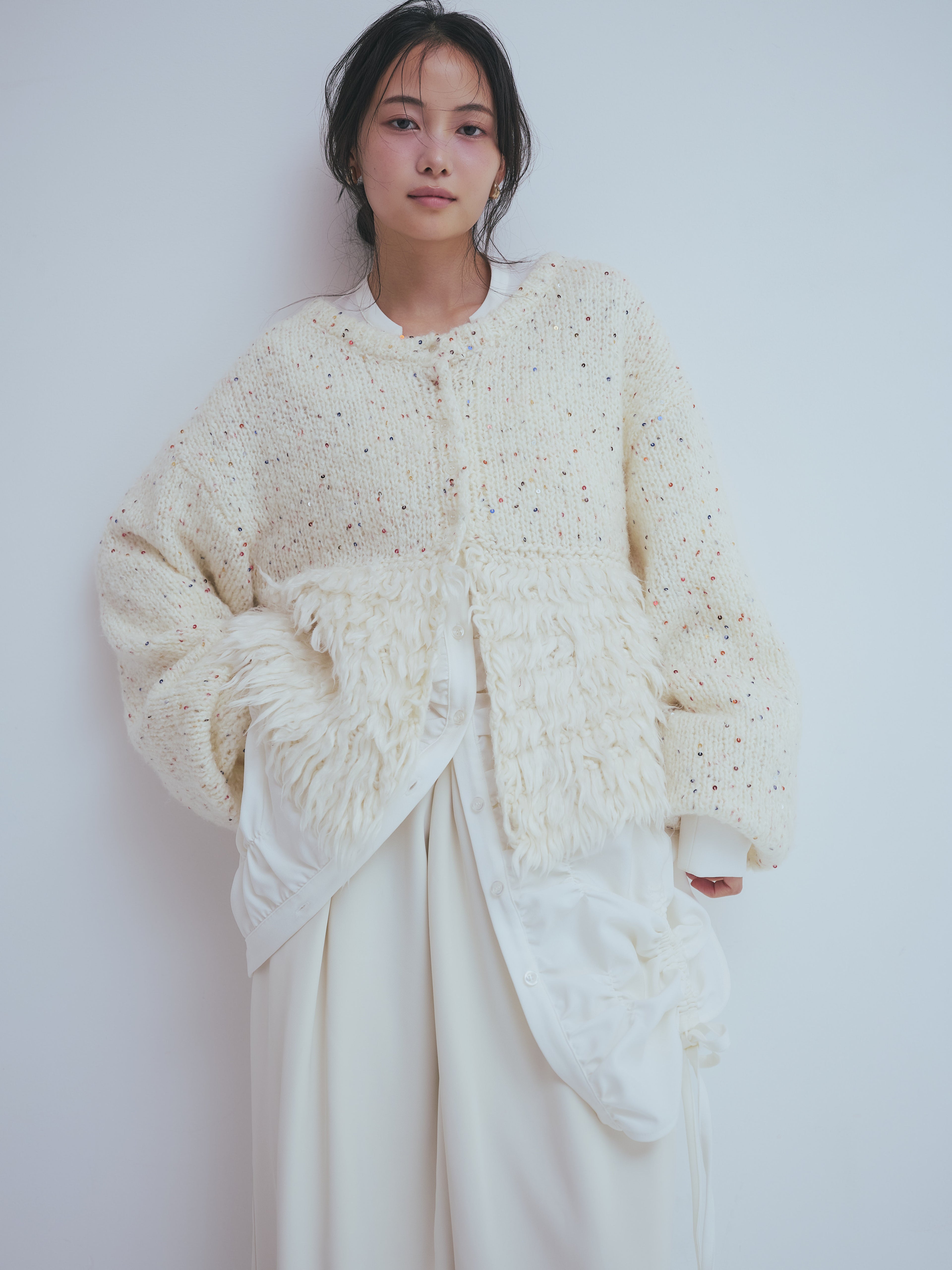 fringe design gritter knit