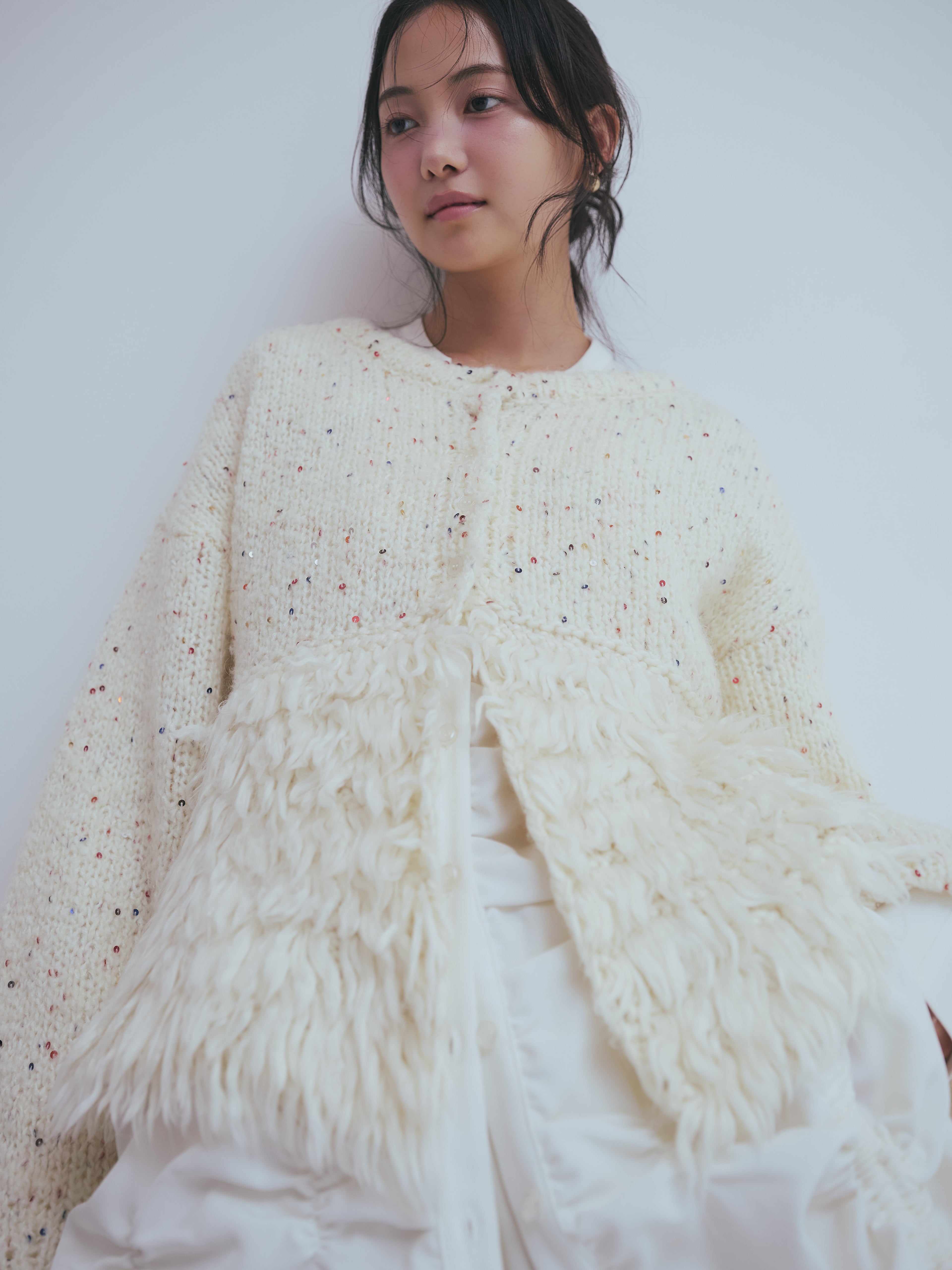 fringe design gritter knit