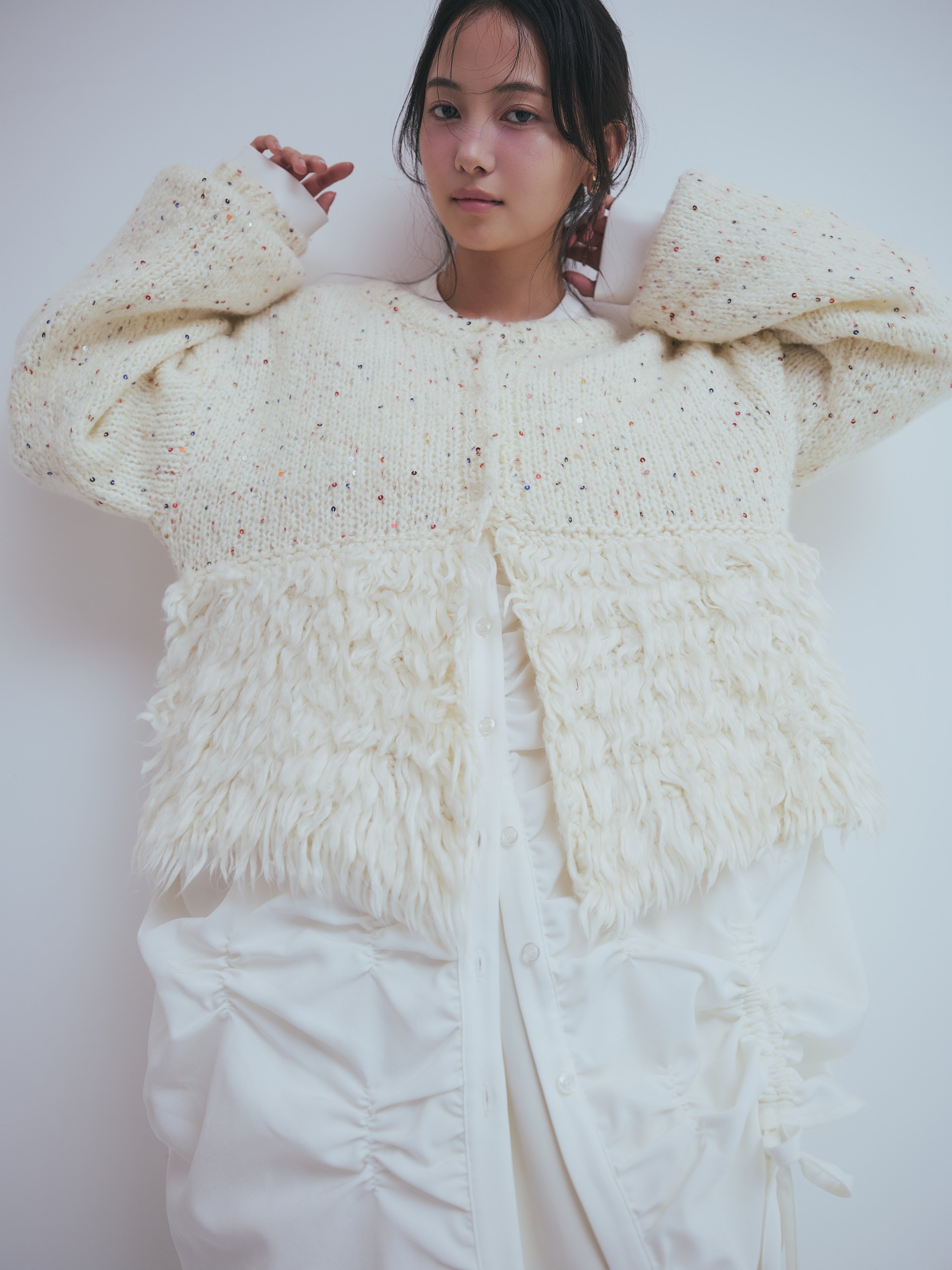 fringe design gritter knit