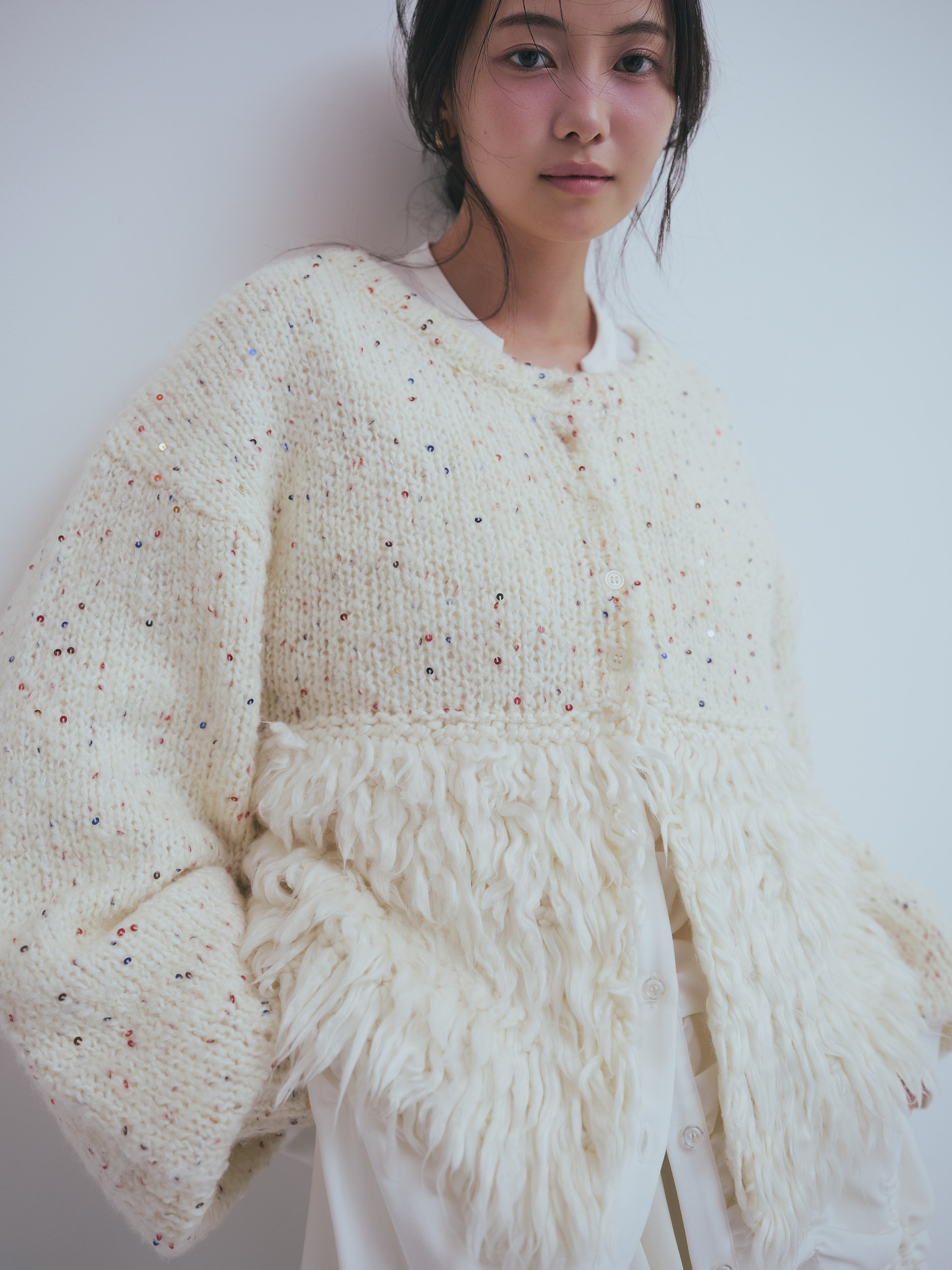 fringe design gritter knit