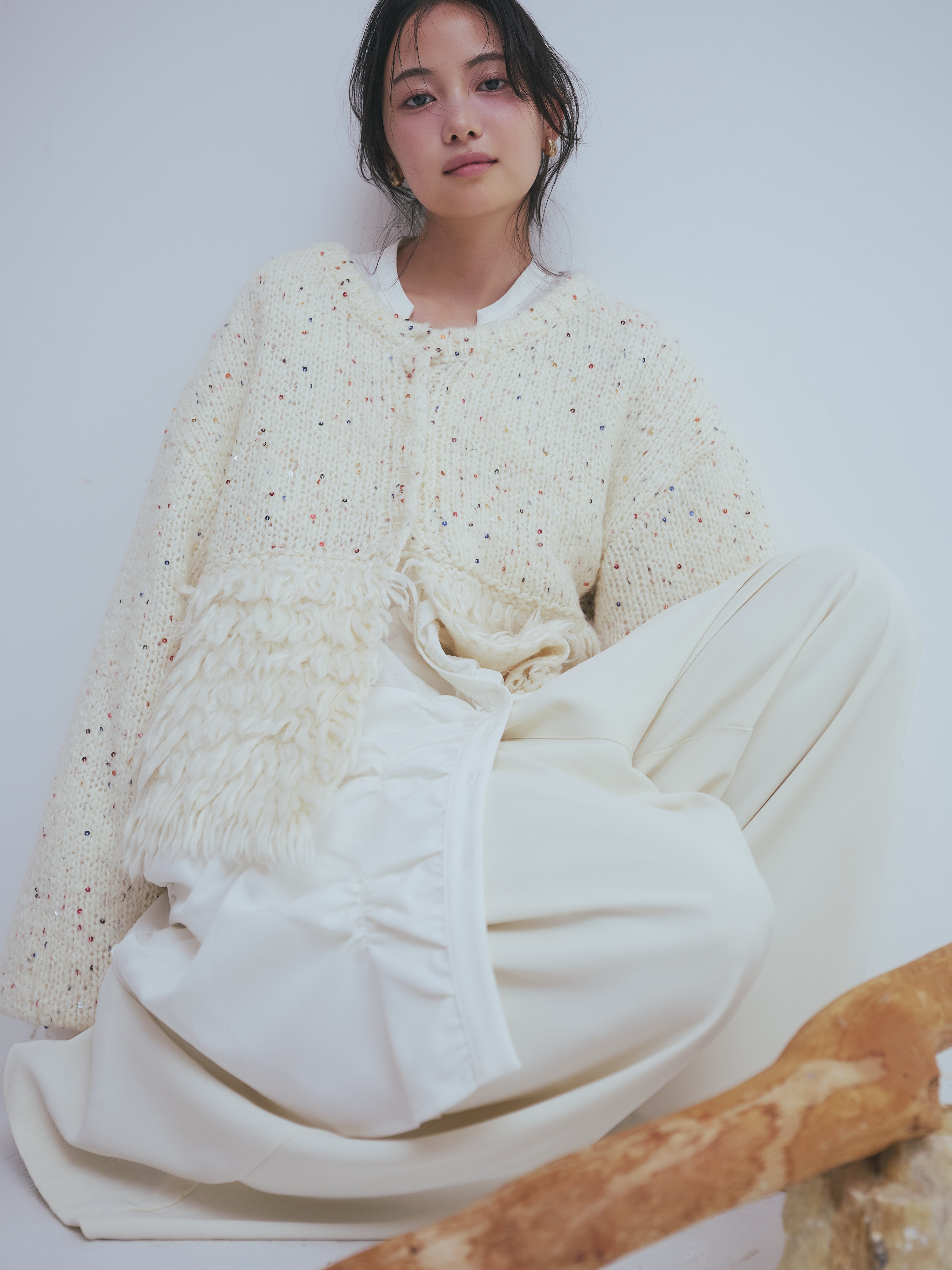 fringe design gritter knit