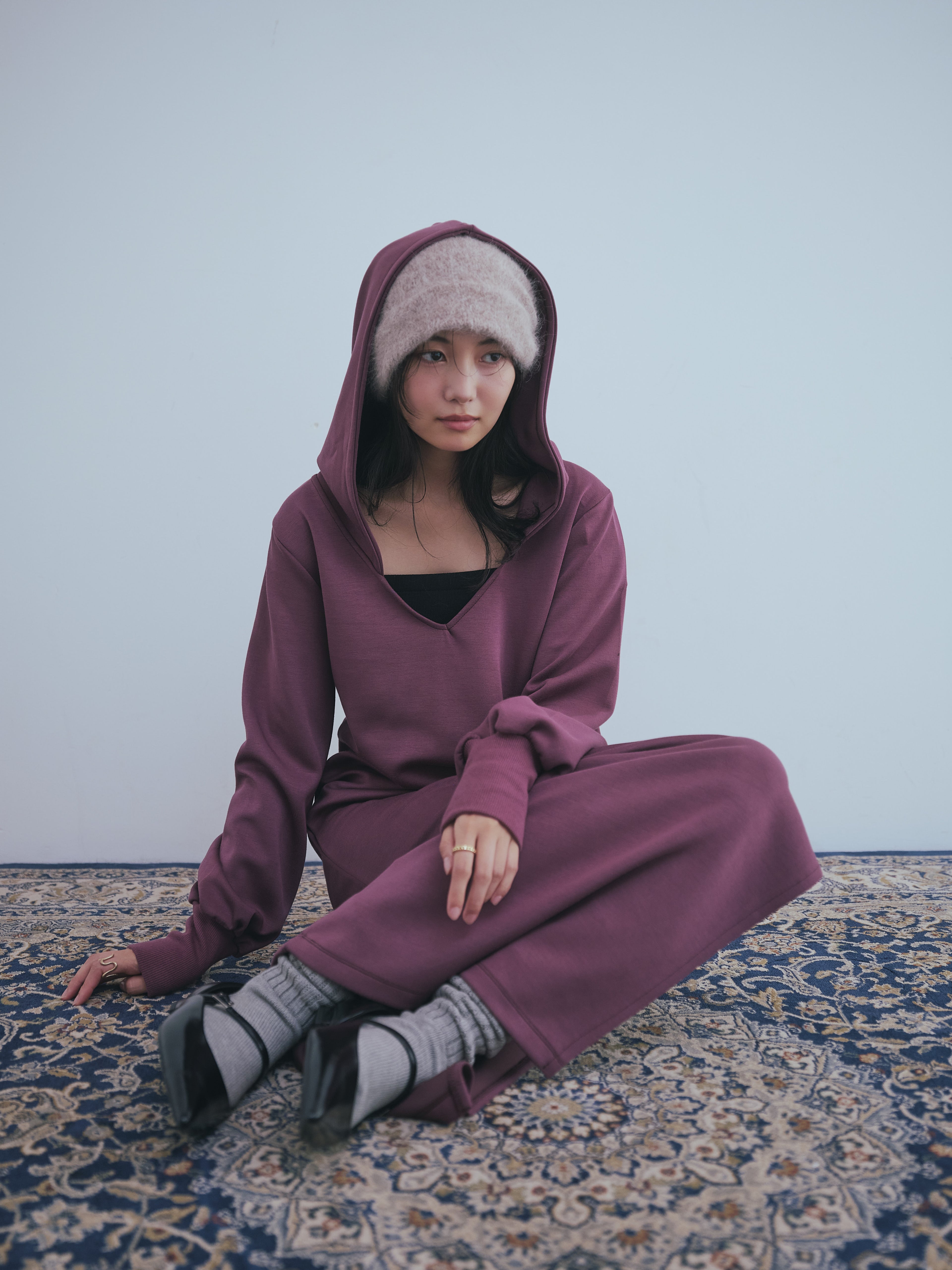 sweat hoodie lady one-piece