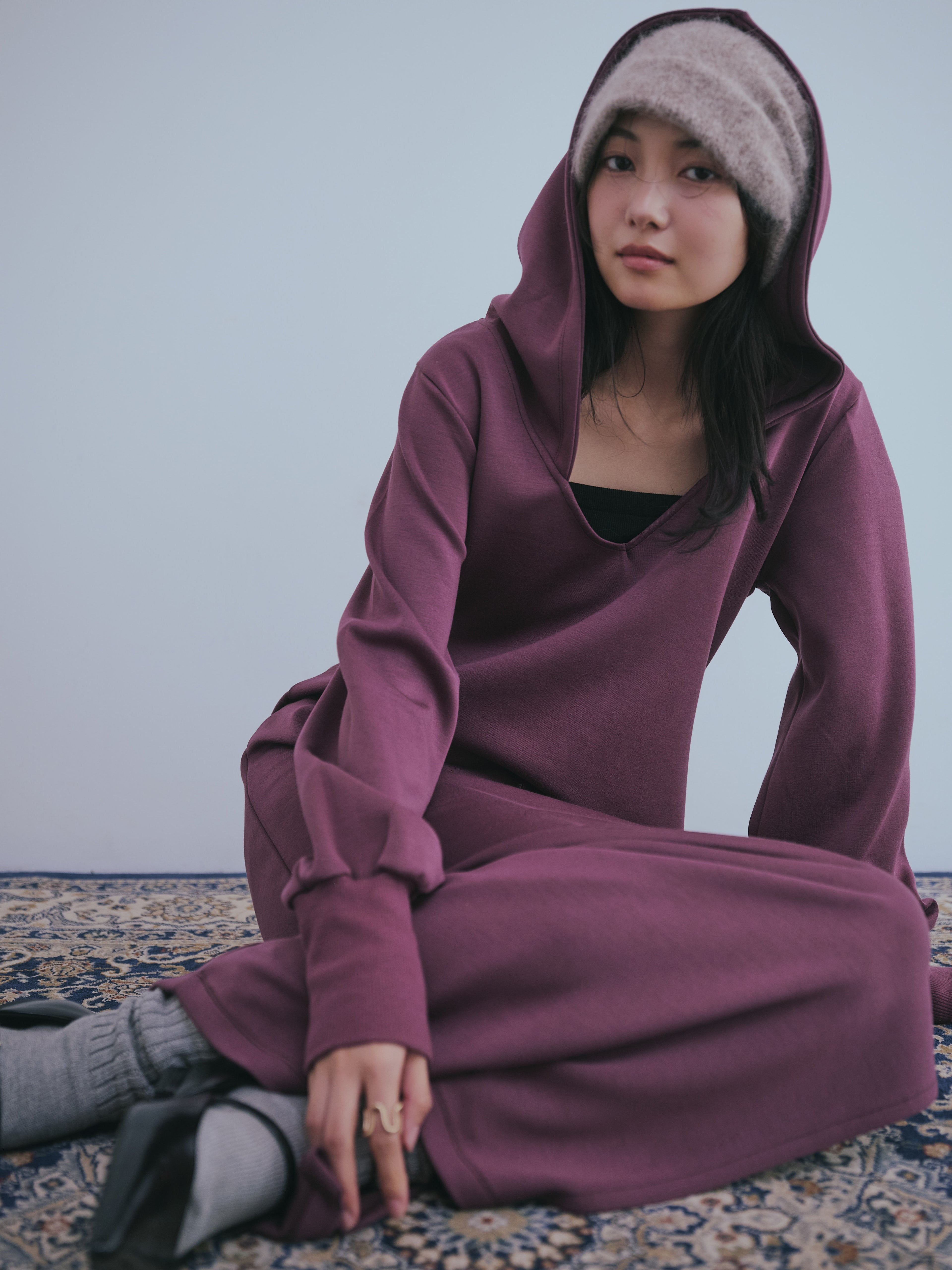 sweat hoodie lady one-piece