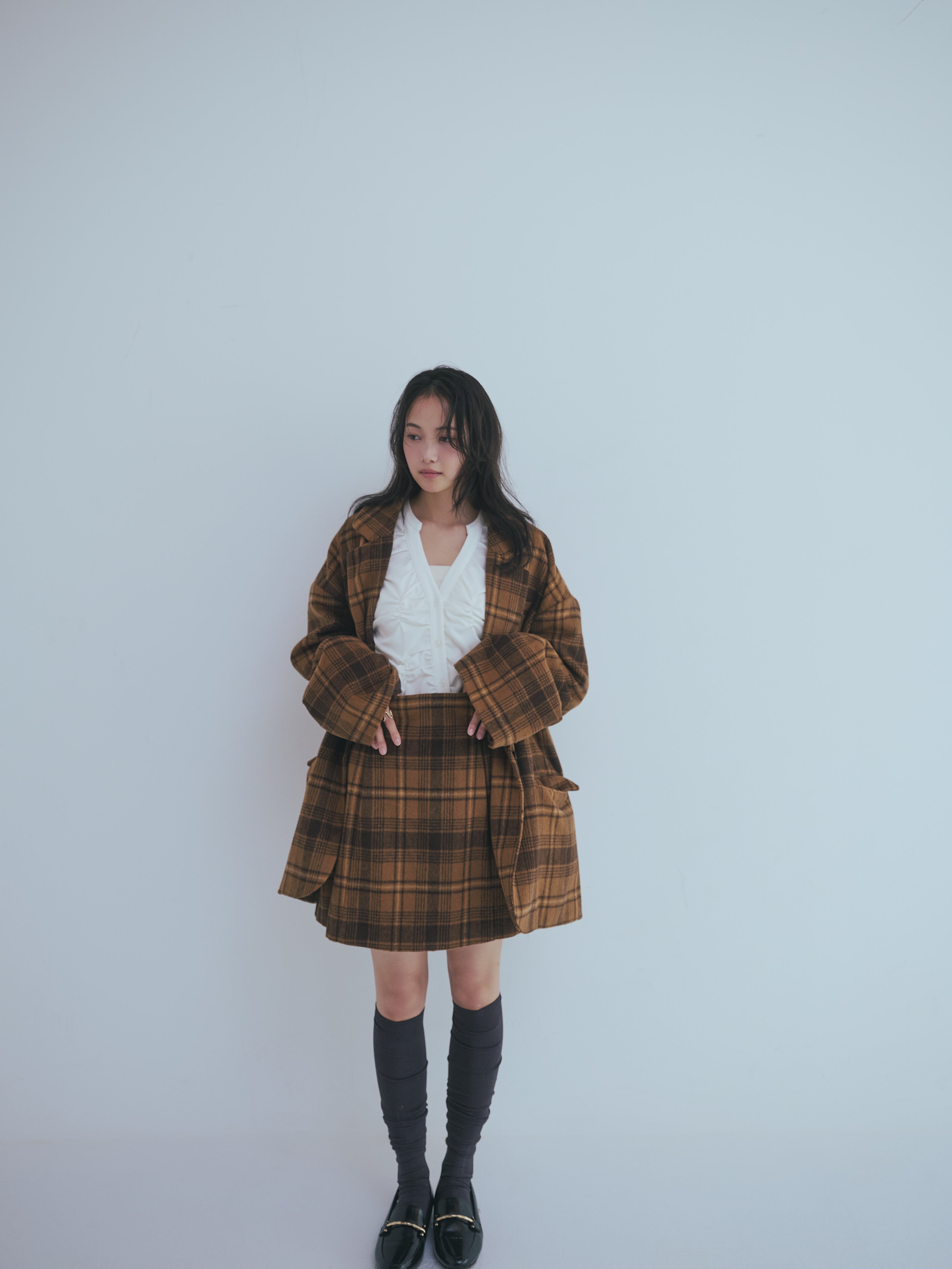 checked mini skirt