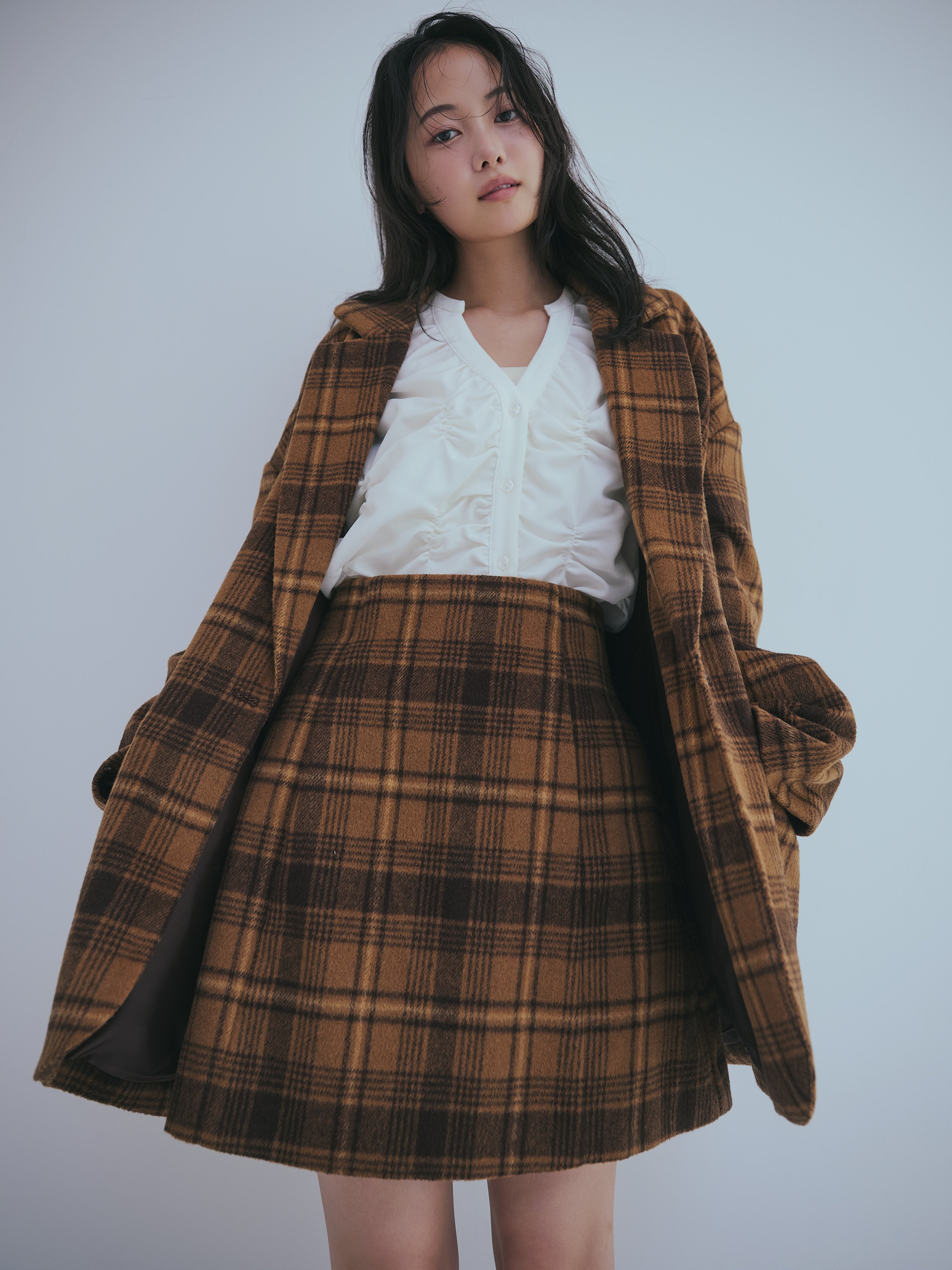 checked mini skirt