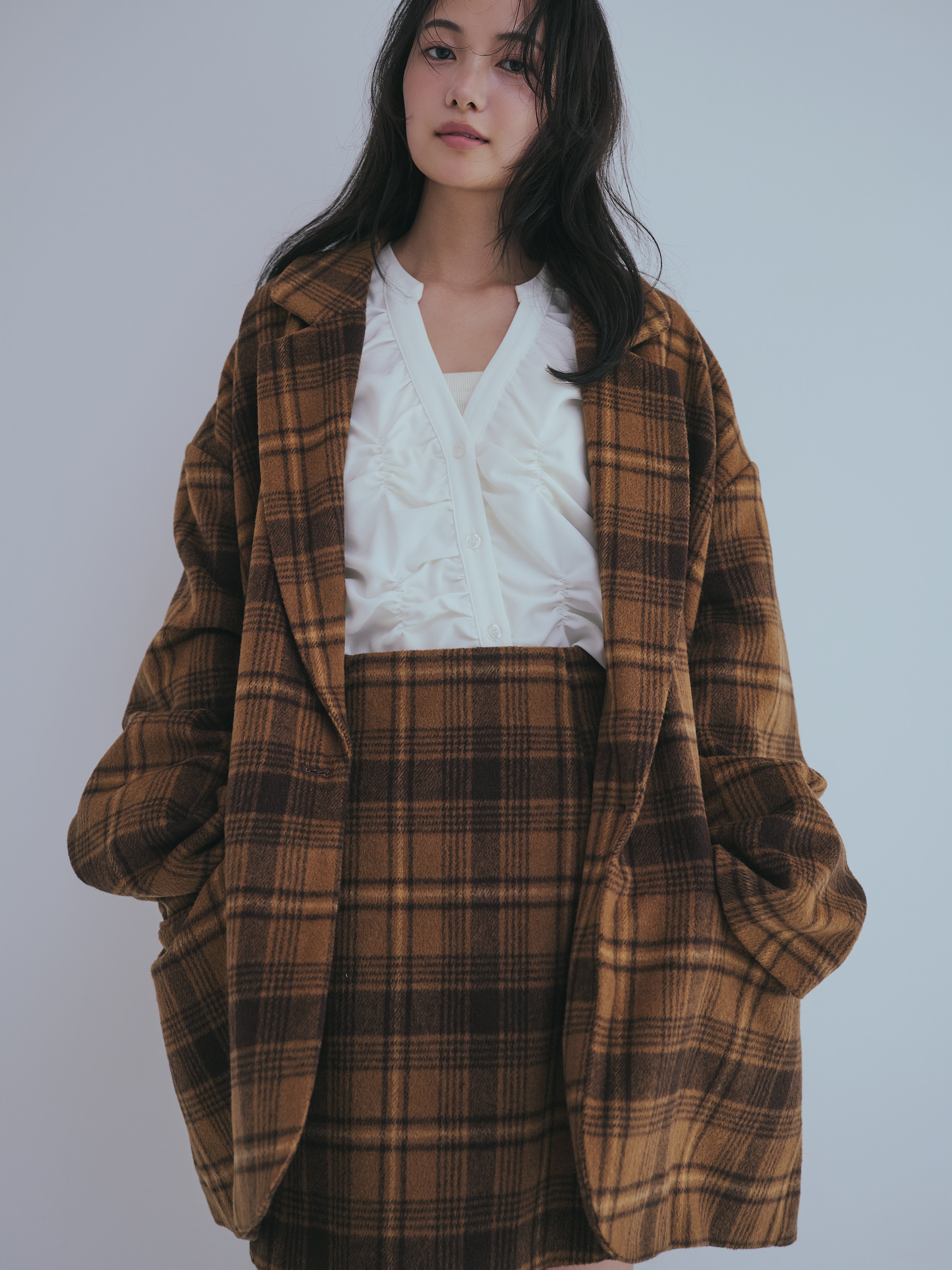 checked mini skirt