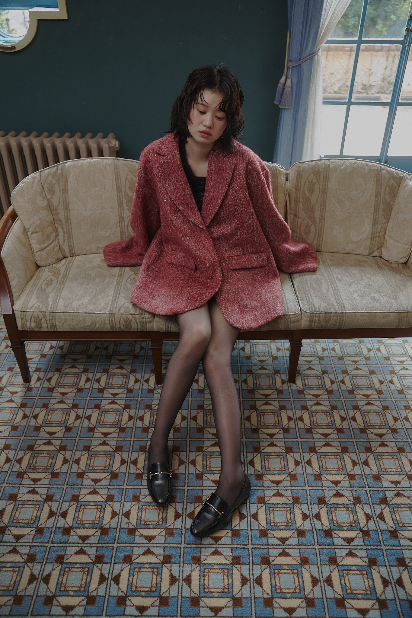 shaggy studs coat jacket