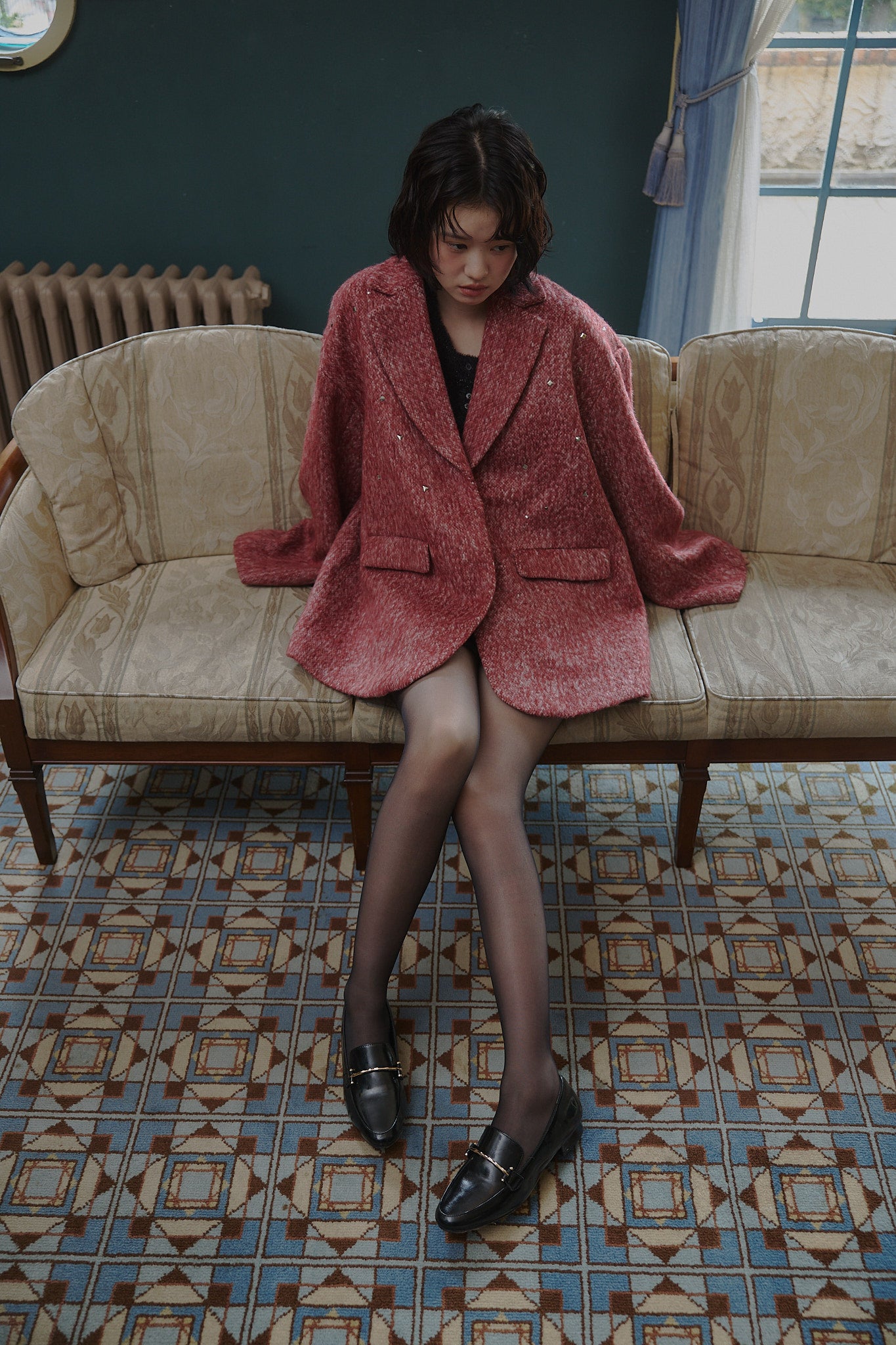 shaggy studs coat jacket