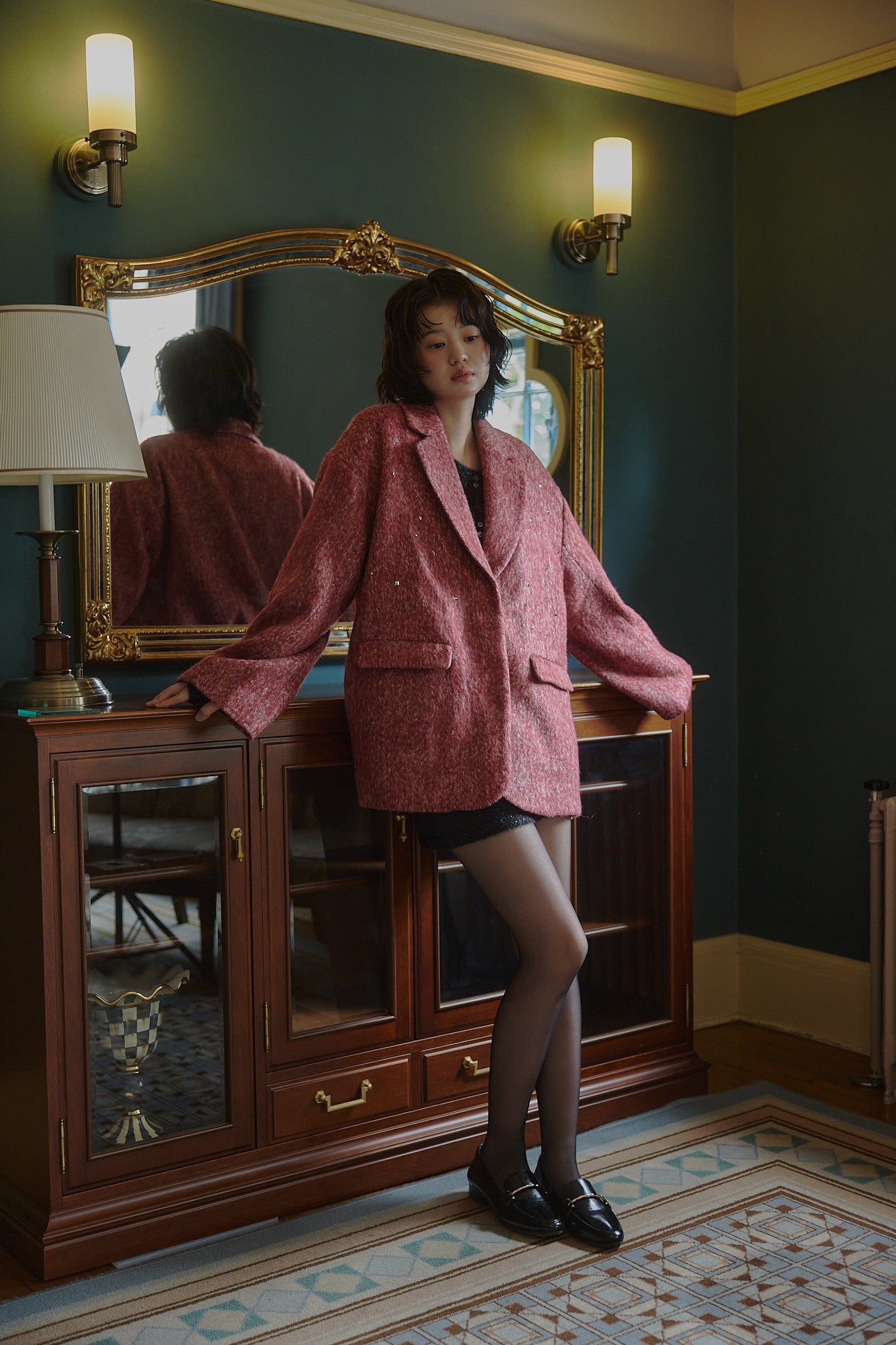 shaggy studs coat jacket