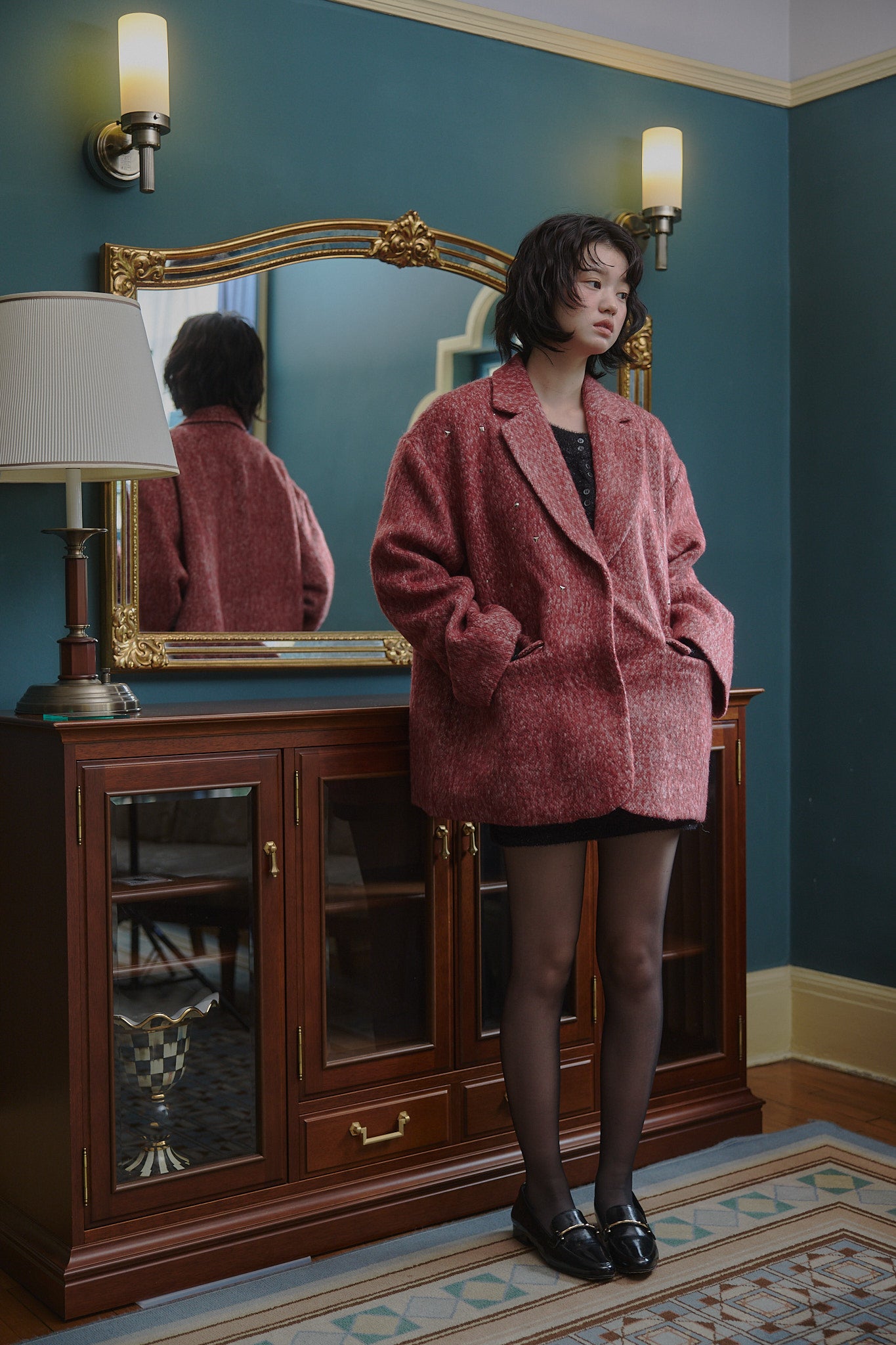 shaggy studs coat jacket