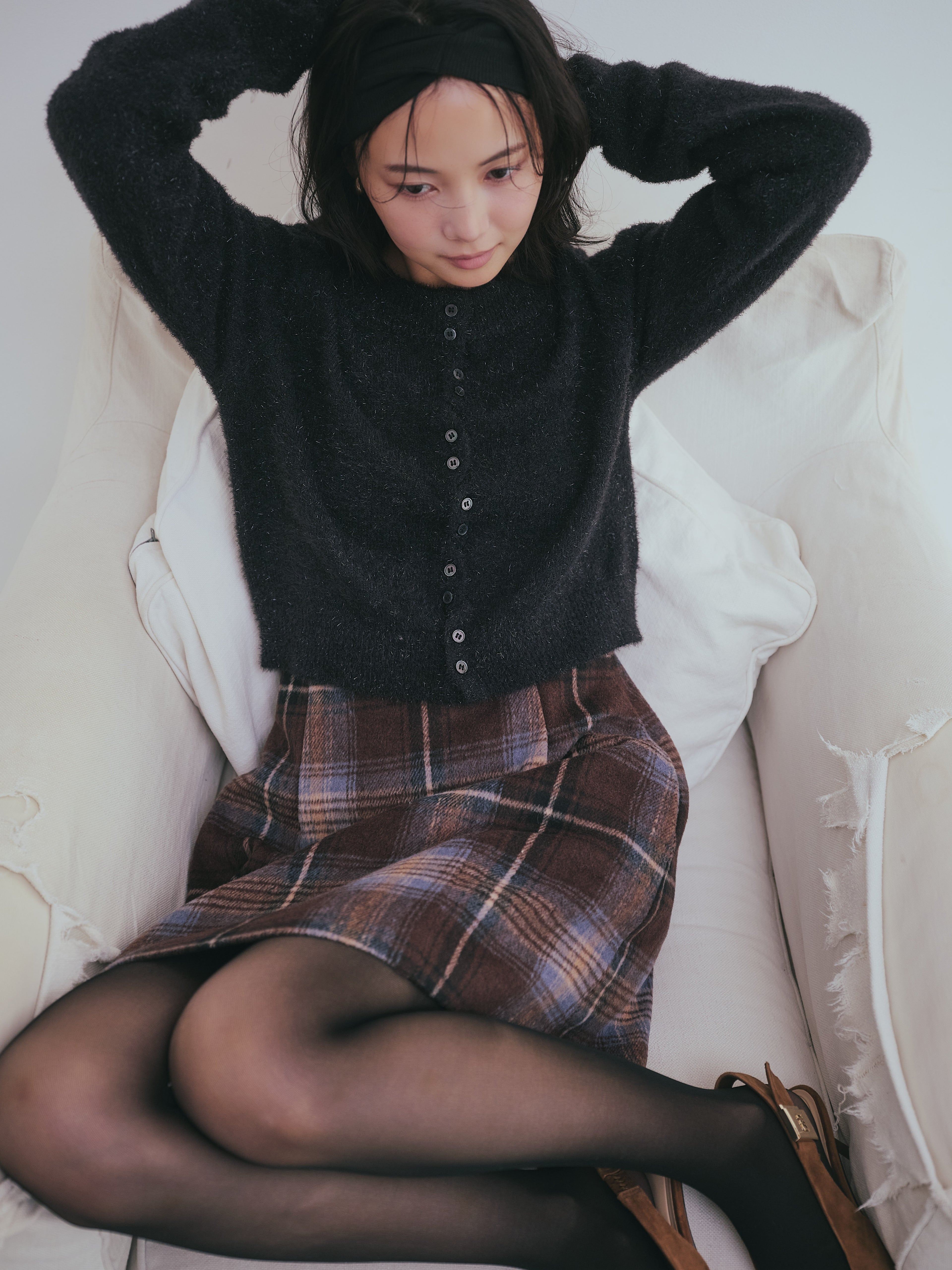 checked mini skirt