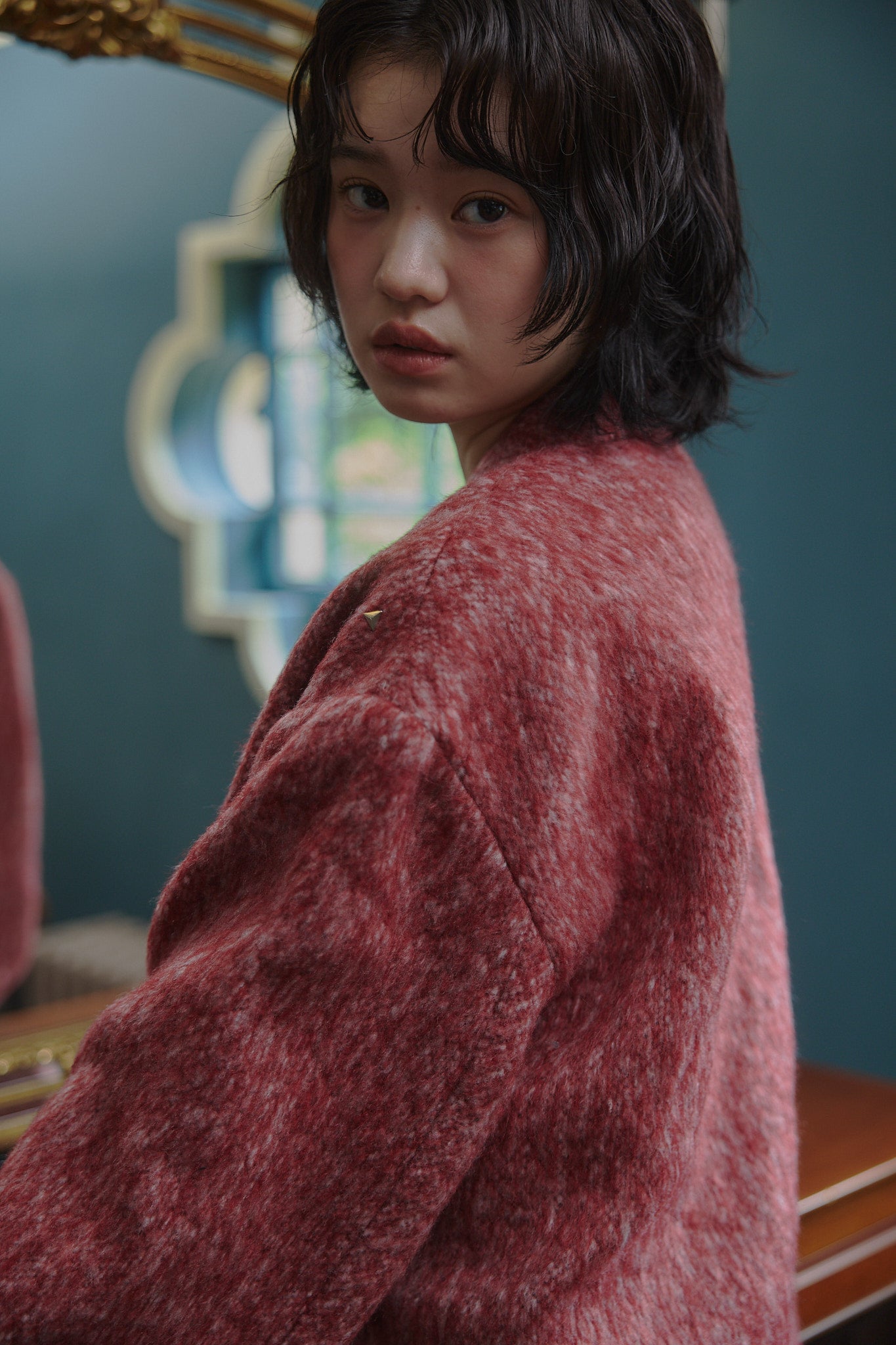 shaggy studs coat jacket