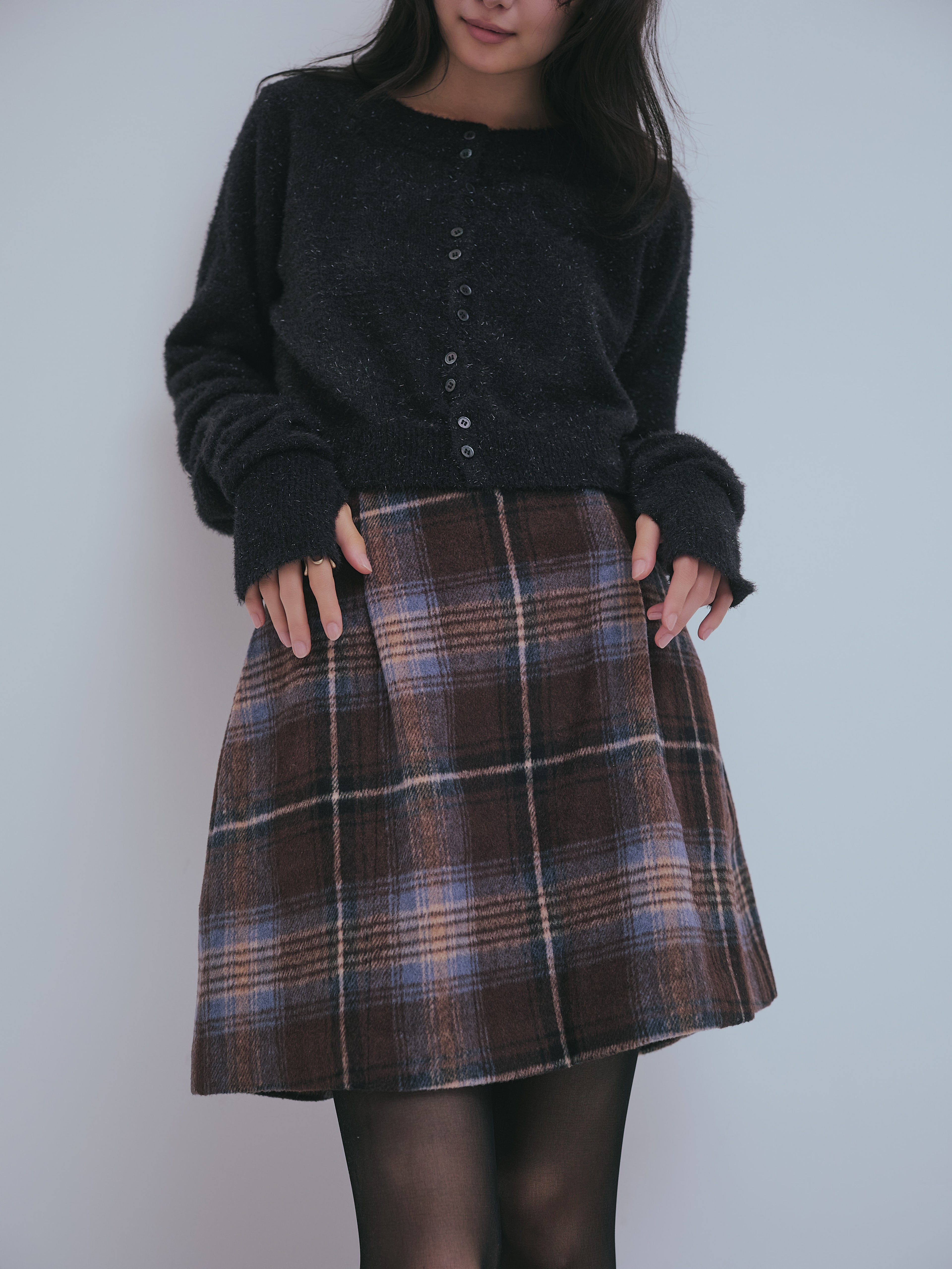 checked mini skirt