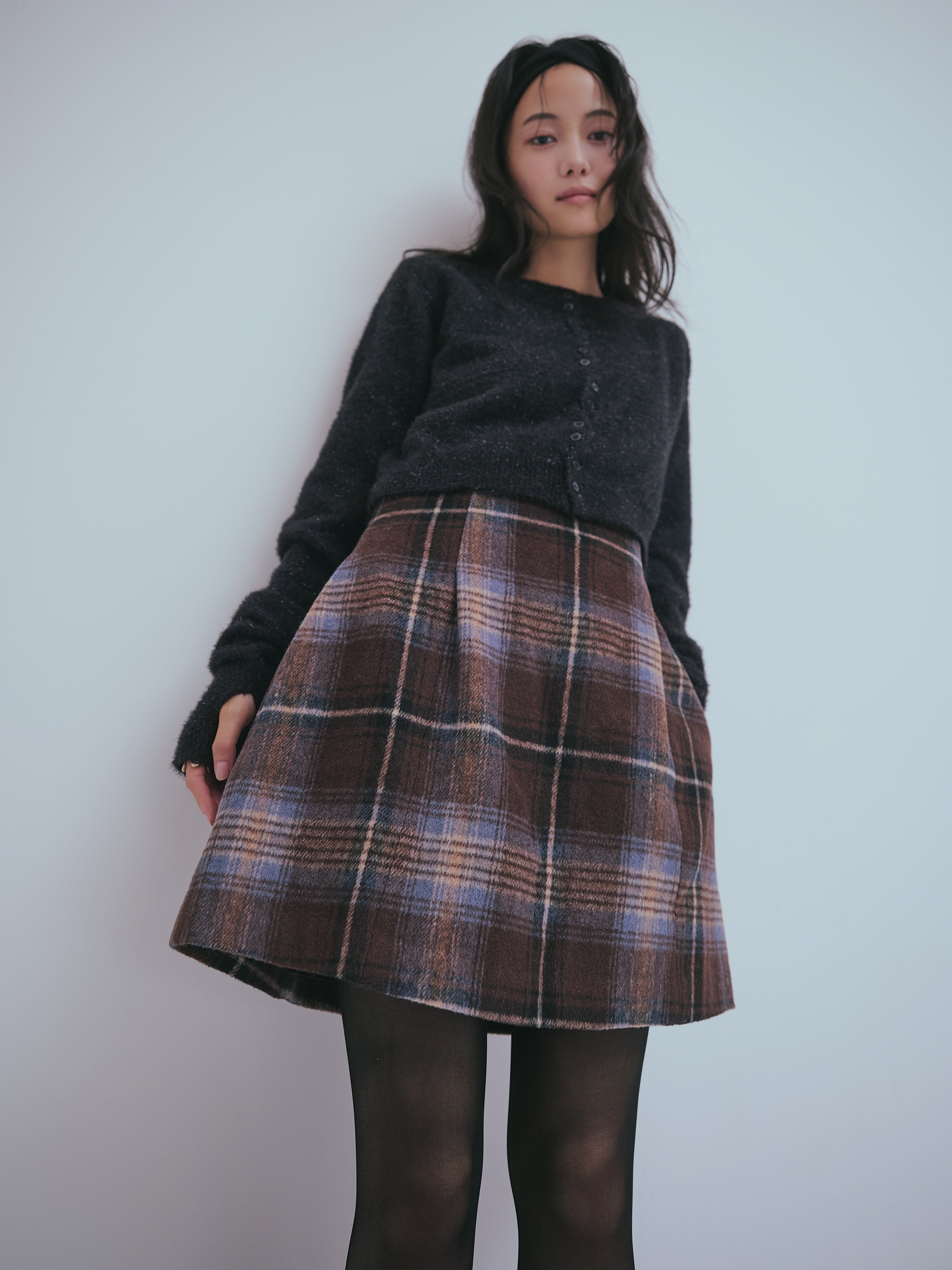 checked mini skirt
