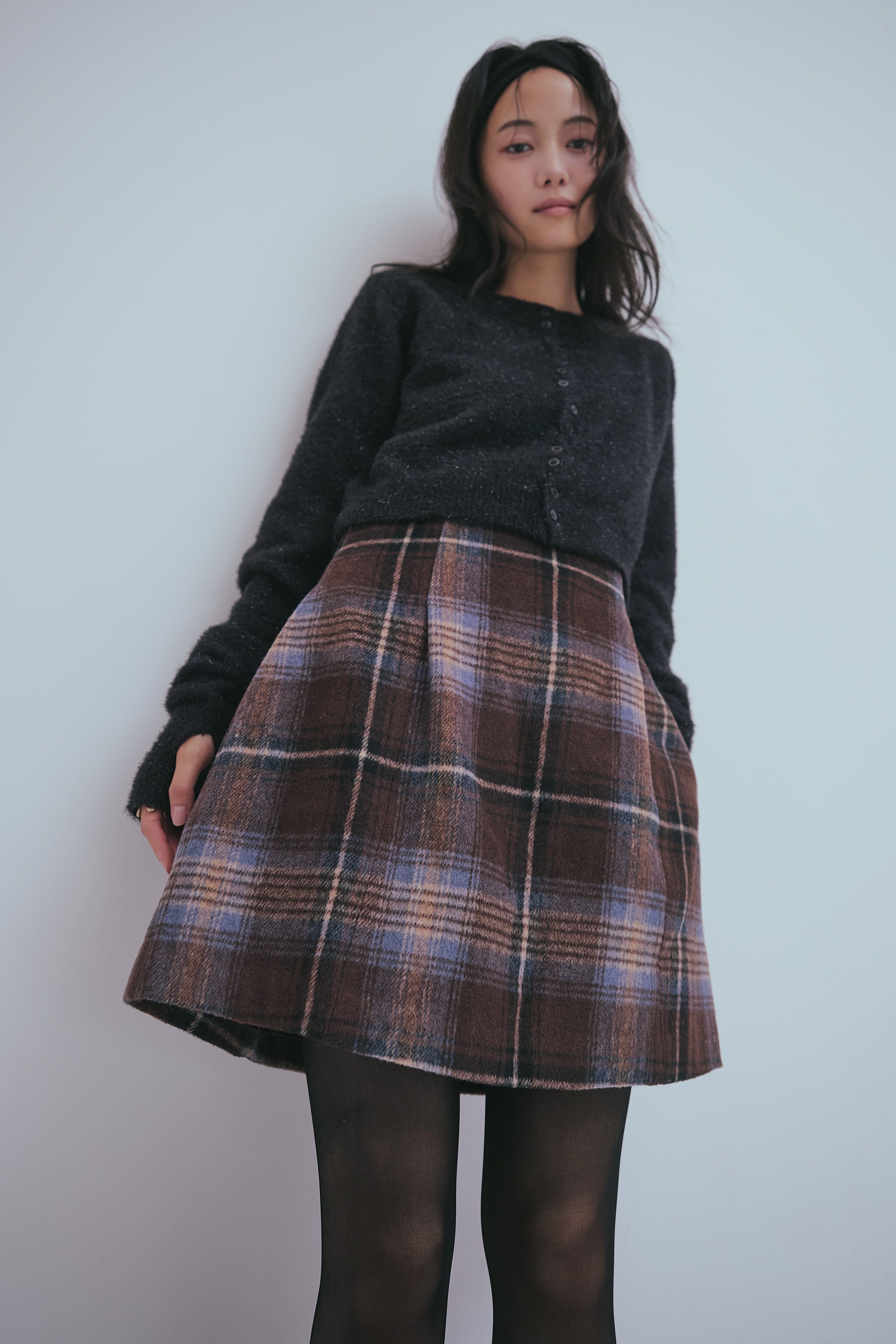 checked mini skirt