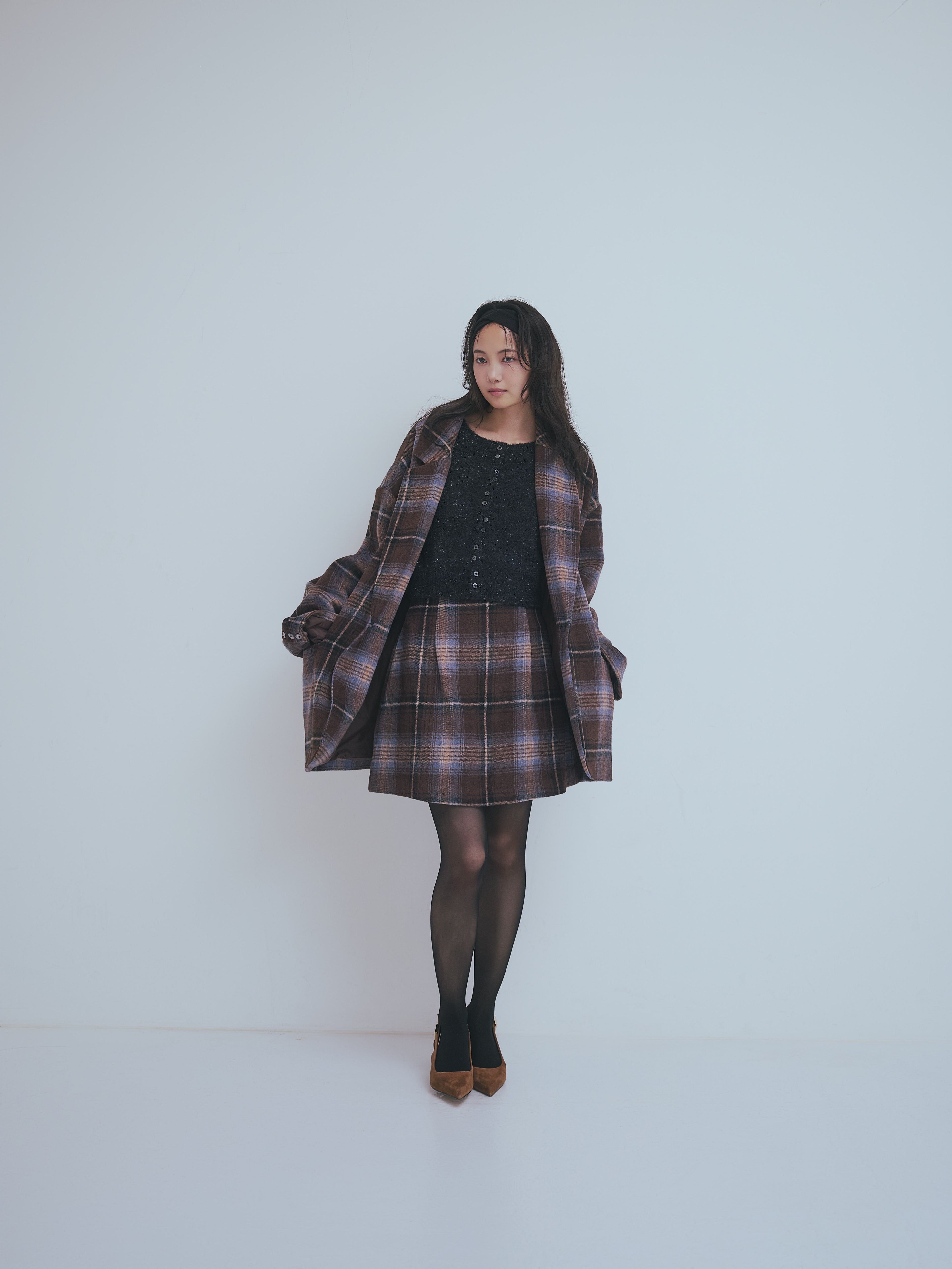 checked mini skirt