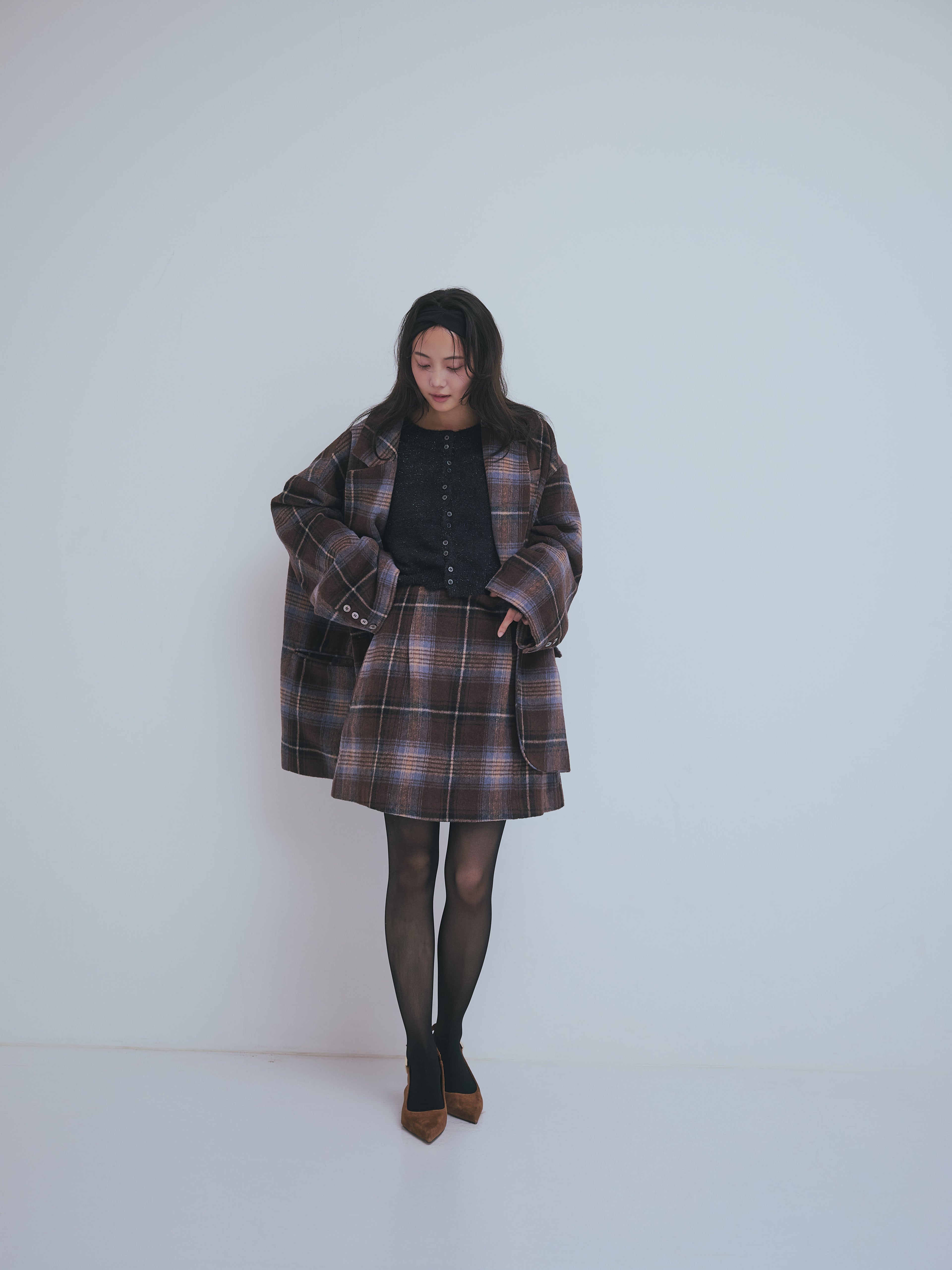 checked mini skirt