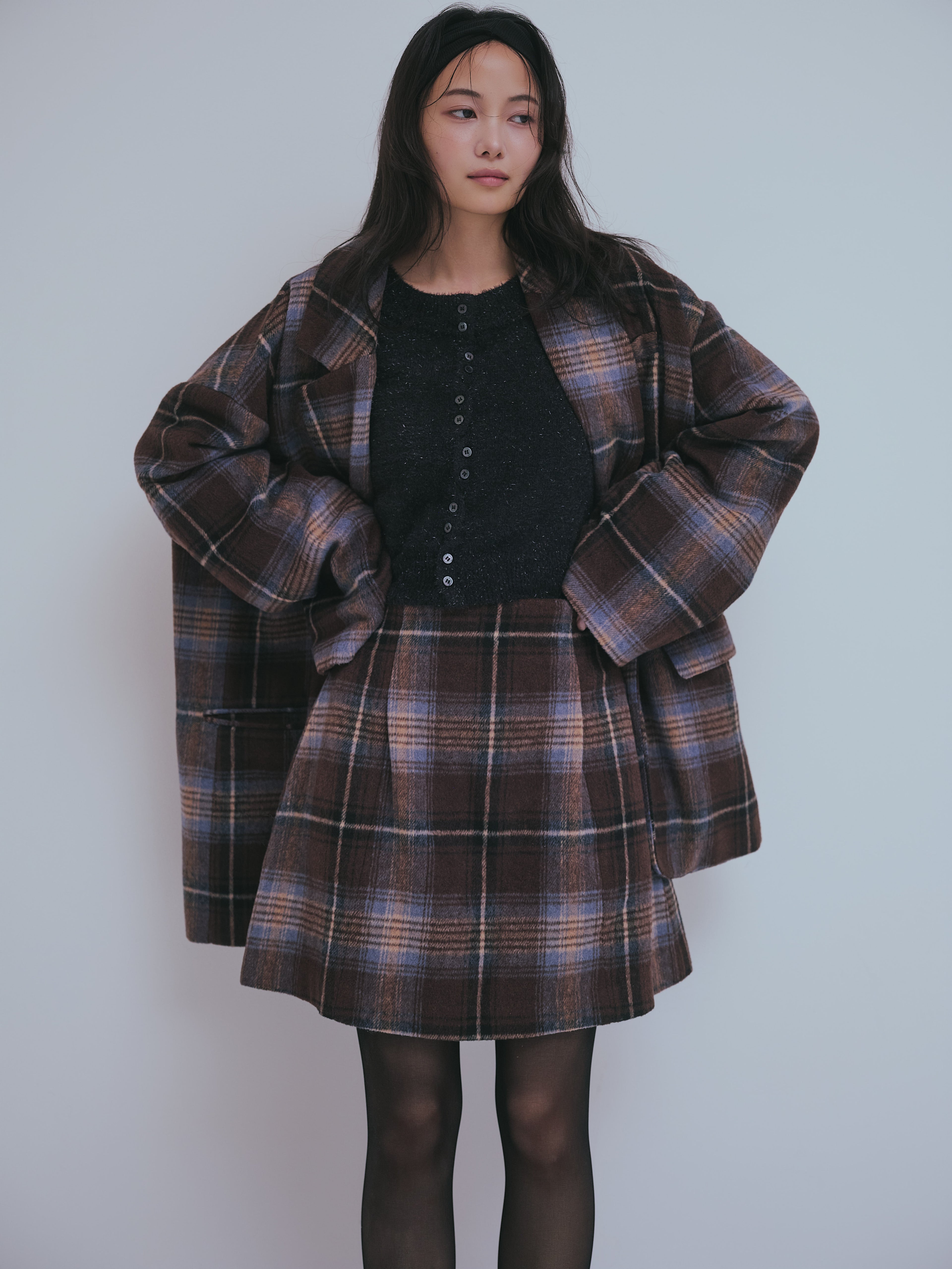checked mini skirt