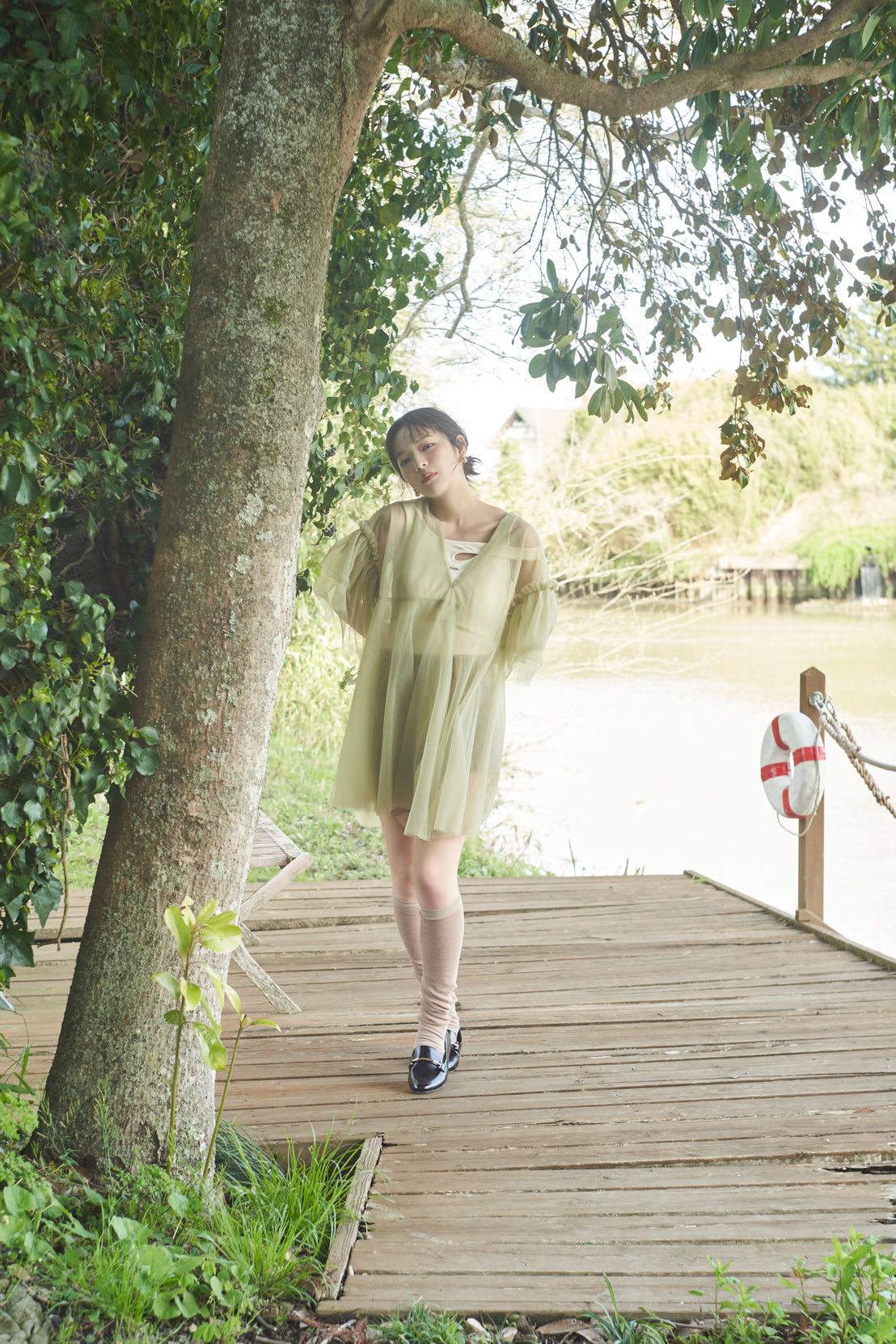 asymmetry tulle tunic
