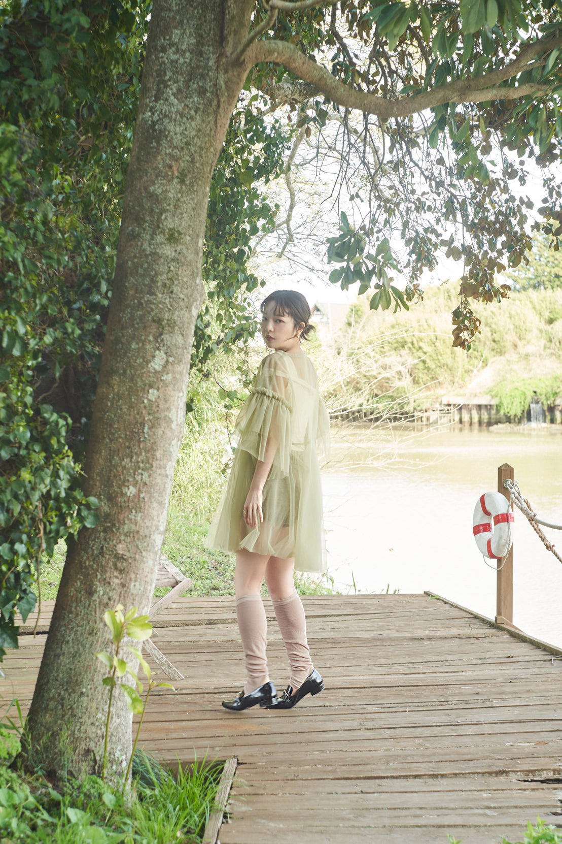 asymmetry tulle tunic